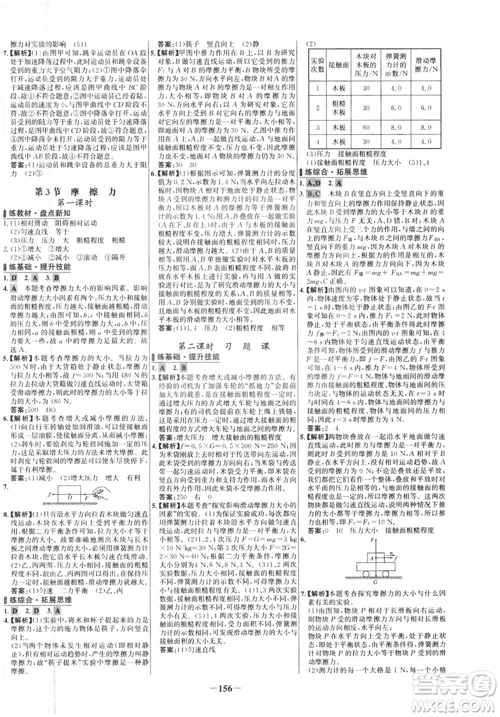 安徽師范大學(xué)出版社2021世紀(jì)金榜百練百勝物理八年級(jí)下冊(cè)人教版答案