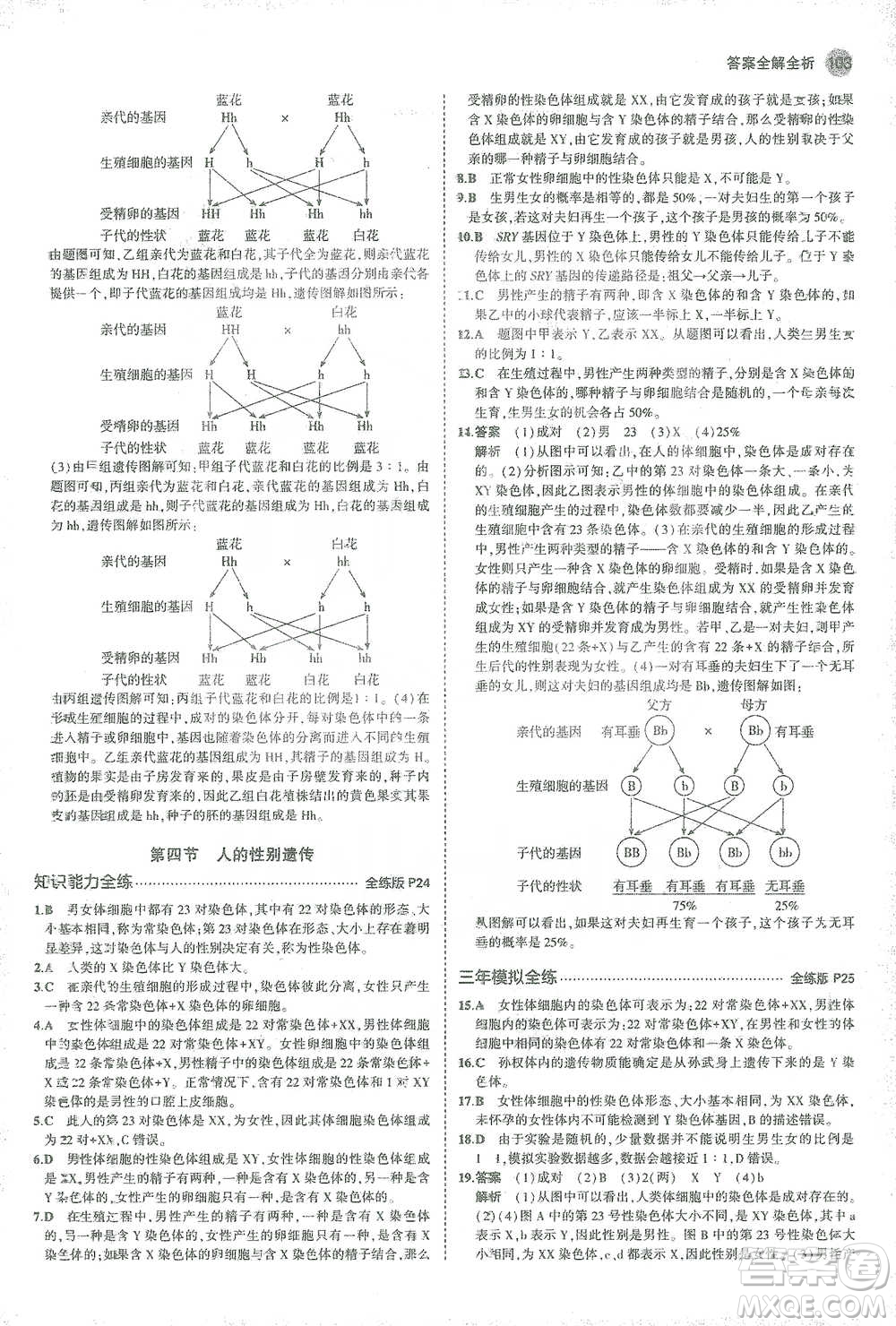 教育科學(xué)出版社2021年5年中考3年模擬初中生物八年級(jí)下冊(cè)人教版參考答案