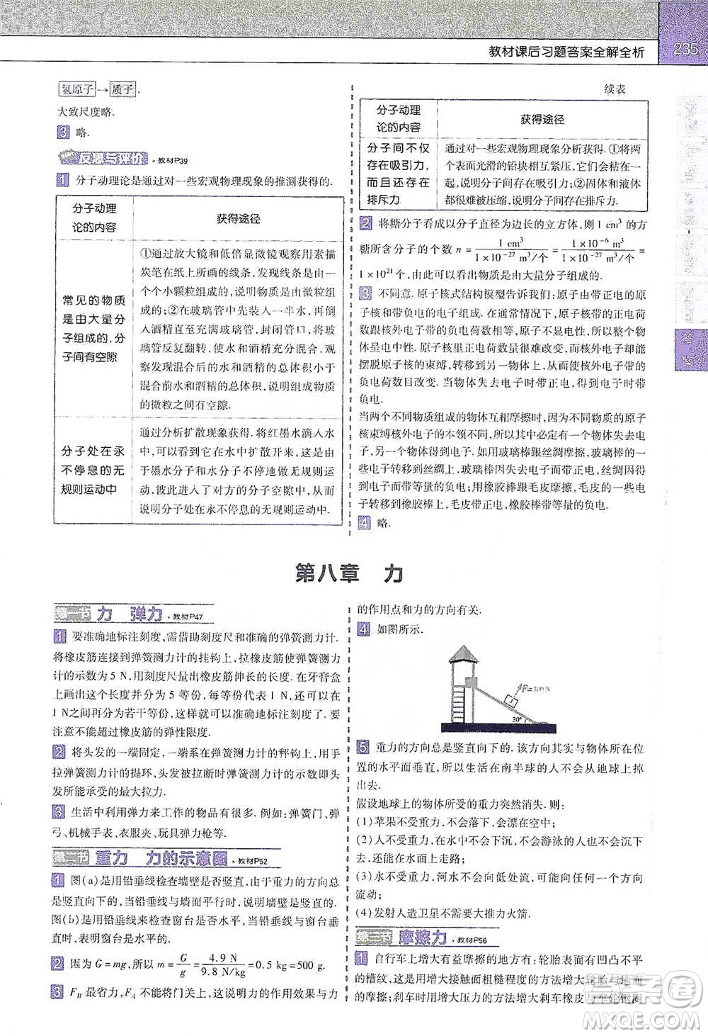 南京師范大學(xué)出版社2021初中物理教材幫八年級(jí)下冊(cè)人教版參考答案