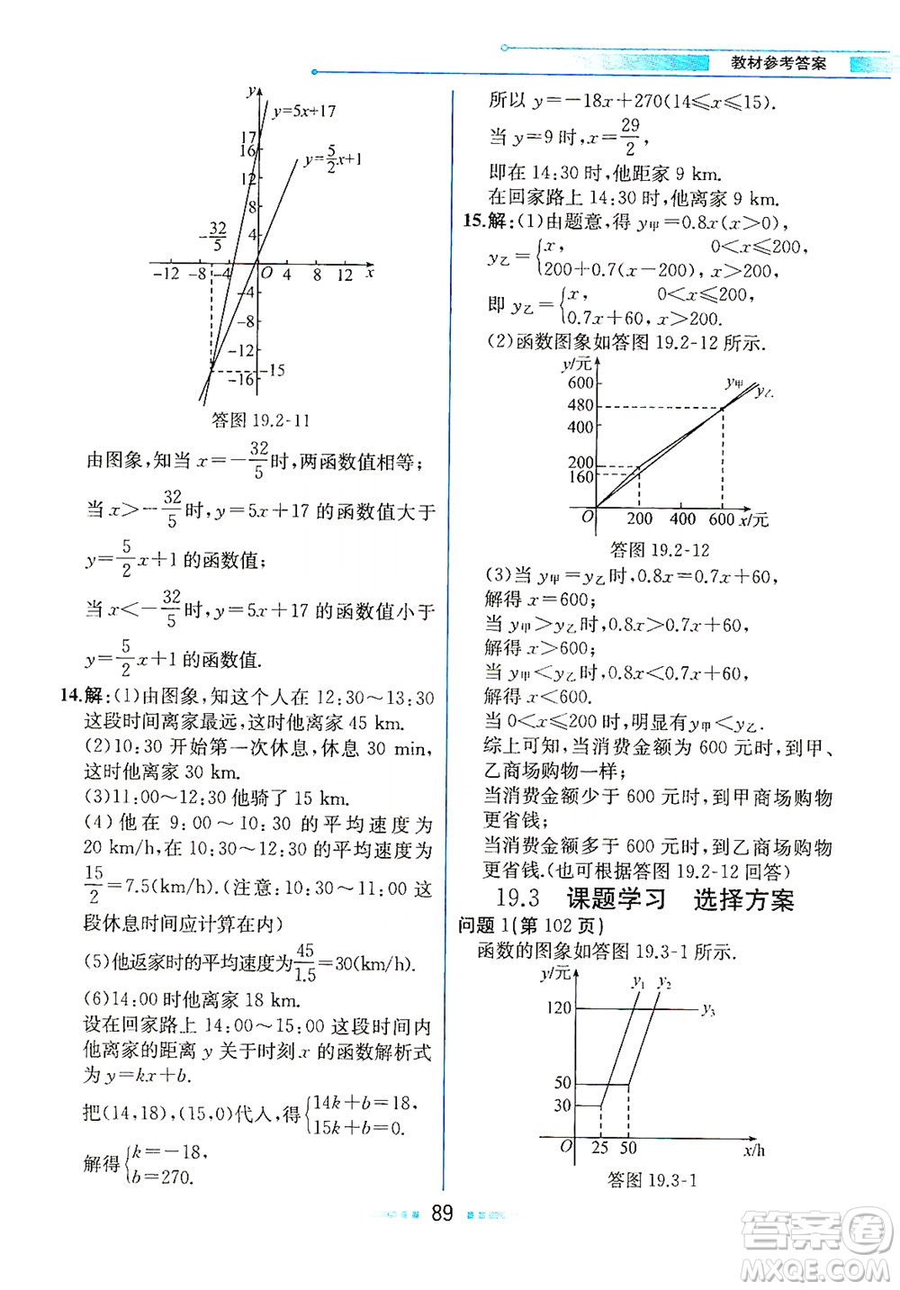 人民教育出版社2021教材解讀數學八年級下冊人教版答案