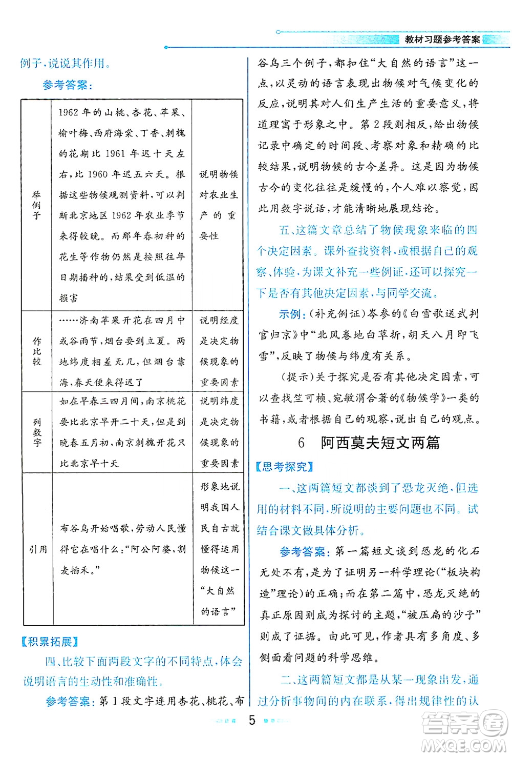 人民教育出版社2021教材解讀語(yǔ)文八年級(jí)下冊(cè)人教版答案