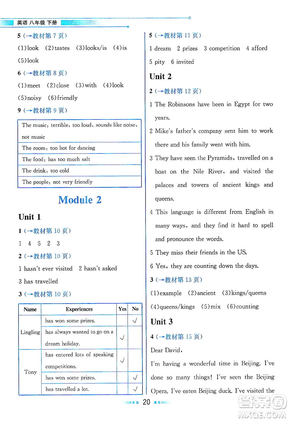 現(xiàn)代教育出版社2021教材解讀英語(yǔ)八年級(jí)下冊(cè)WY外研版答案