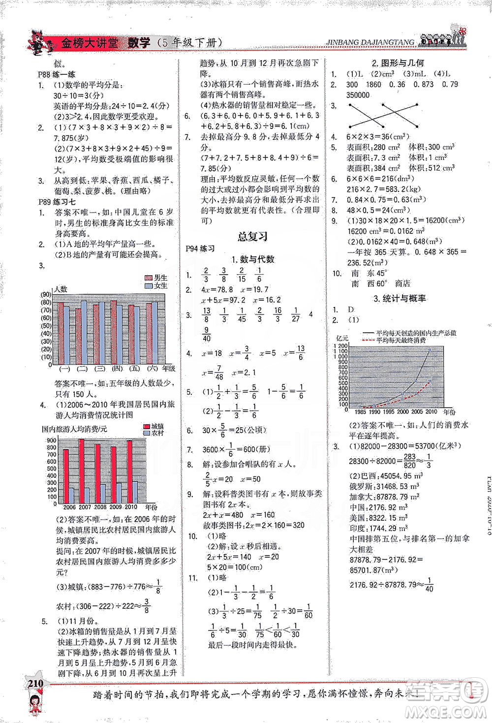 延邊大學(xué)出版社2021世紀金榜金榜大講堂數(shù)學(xué)五年級下冊BS北師大版答案