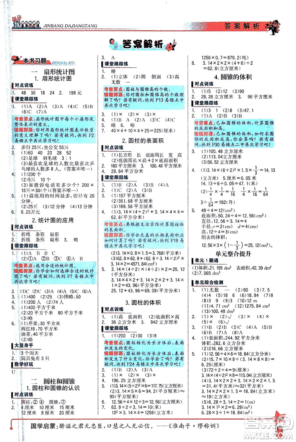 延邊大學(xué)出版社2021世紀(jì)金榜金榜大講堂數(shù)學(xué)六年級(jí)下冊(cè)SJ蘇教版答案