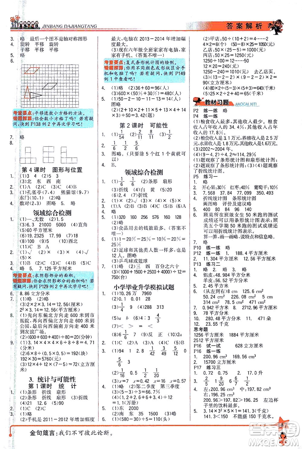 延邊大學(xué)出版社2021世紀(jì)金榜金榜大講堂數(shù)學(xué)六年級(jí)下冊(cè)SJ蘇教版答案