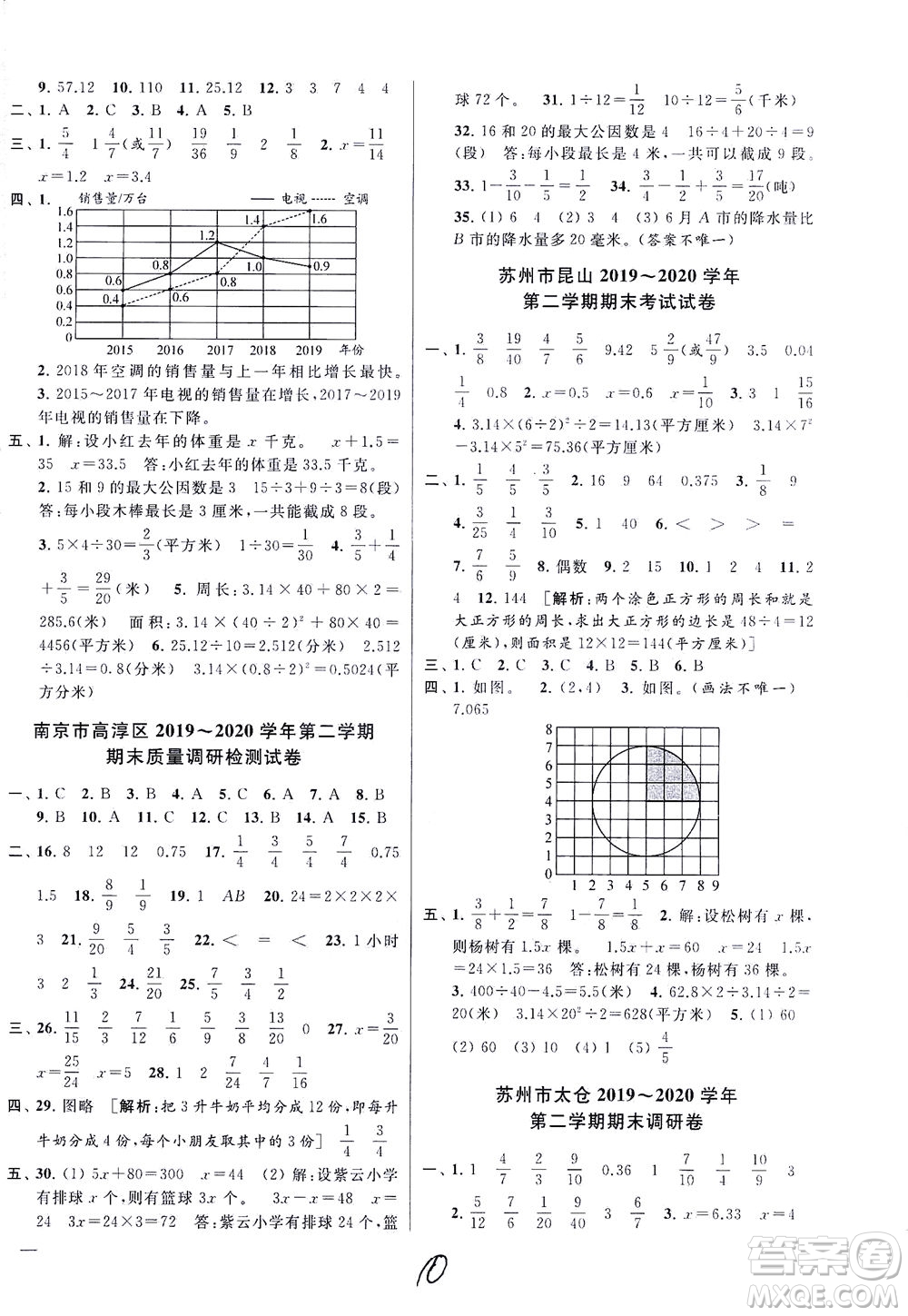 新世紀(jì)出版社2021同步跟蹤全程檢測(cè)及各地期末試卷精選數(shù)學(xué)五年級(jí)下冊(cè)蘇教版答案