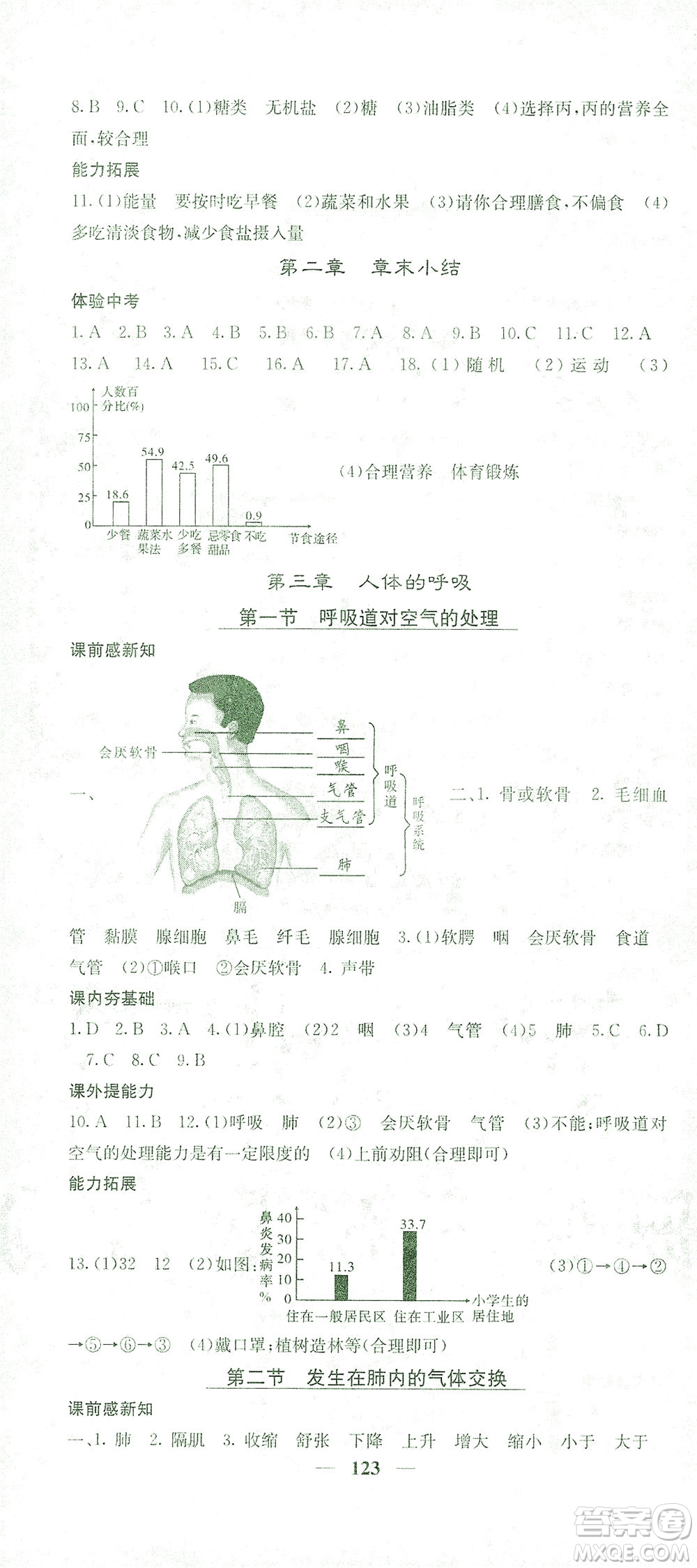 四川大學(xué)出版社2021名校課堂內(nèi)外生物七年級下冊人教版答案