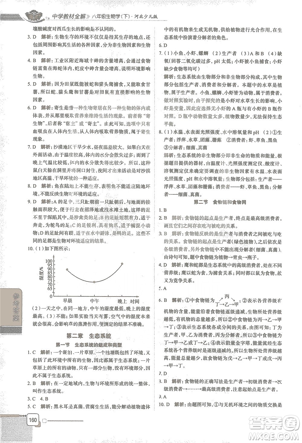 陜西人民教育出版社2021中學(xué)教材全解八年級生物學(xué)下冊河北少兒版參考答案