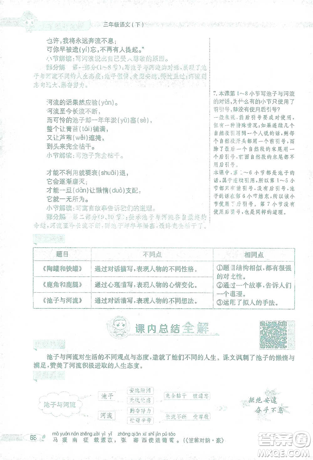 陜西人民教育出版社2021小學(xué)教材全解三年級(jí)語(yǔ)文下冊(cè)人教版參考答案