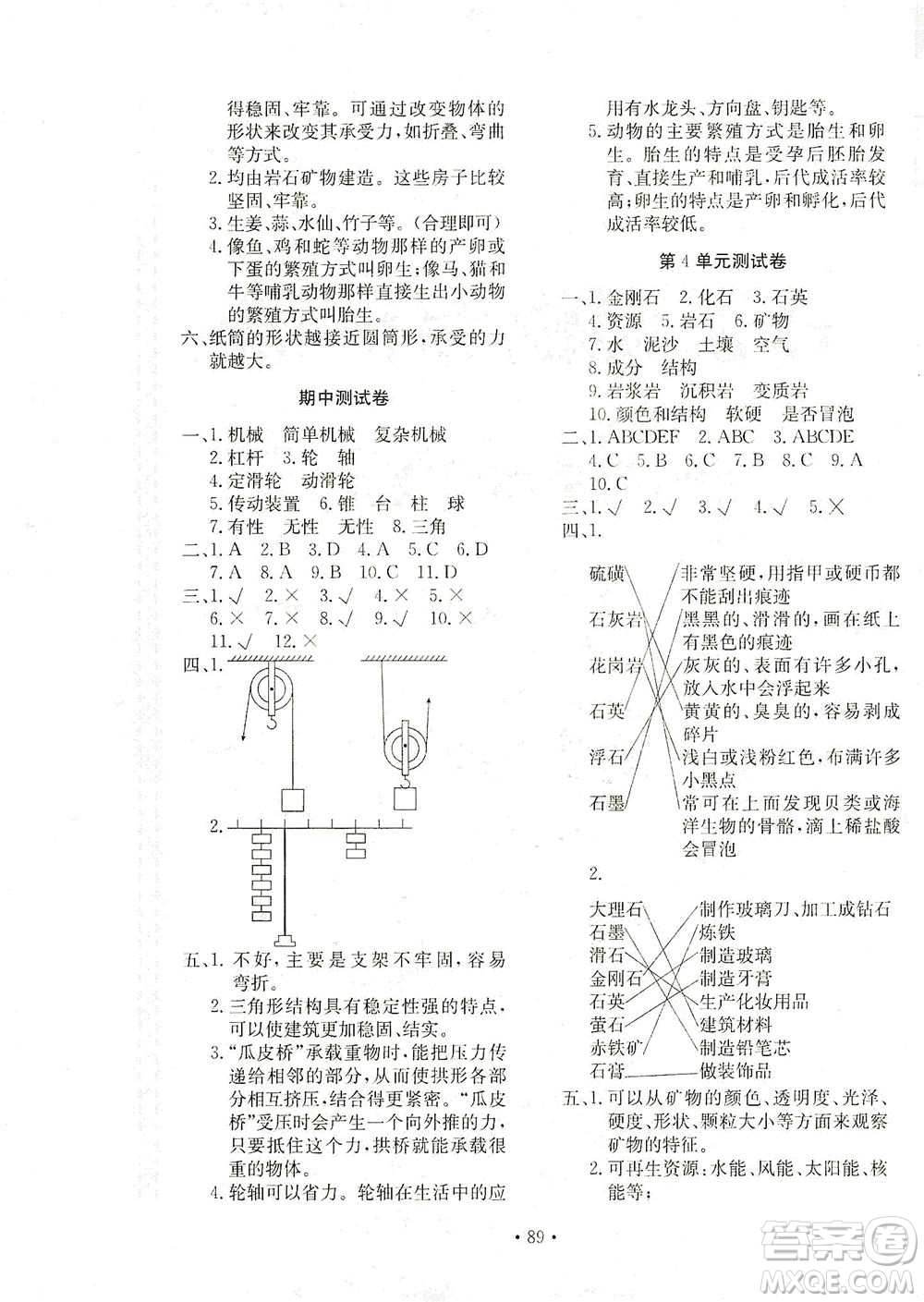 北京教育出版社2021新課堂同步訓(xùn)練科學(xué)五年級下冊江蘇版答案