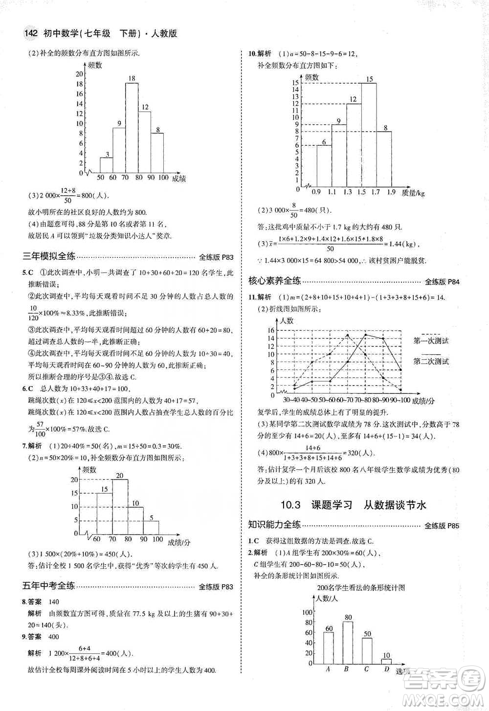 教育科學出版社2021年5年中考3年模擬初中數(shù)學七年級下冊人教版參考答案