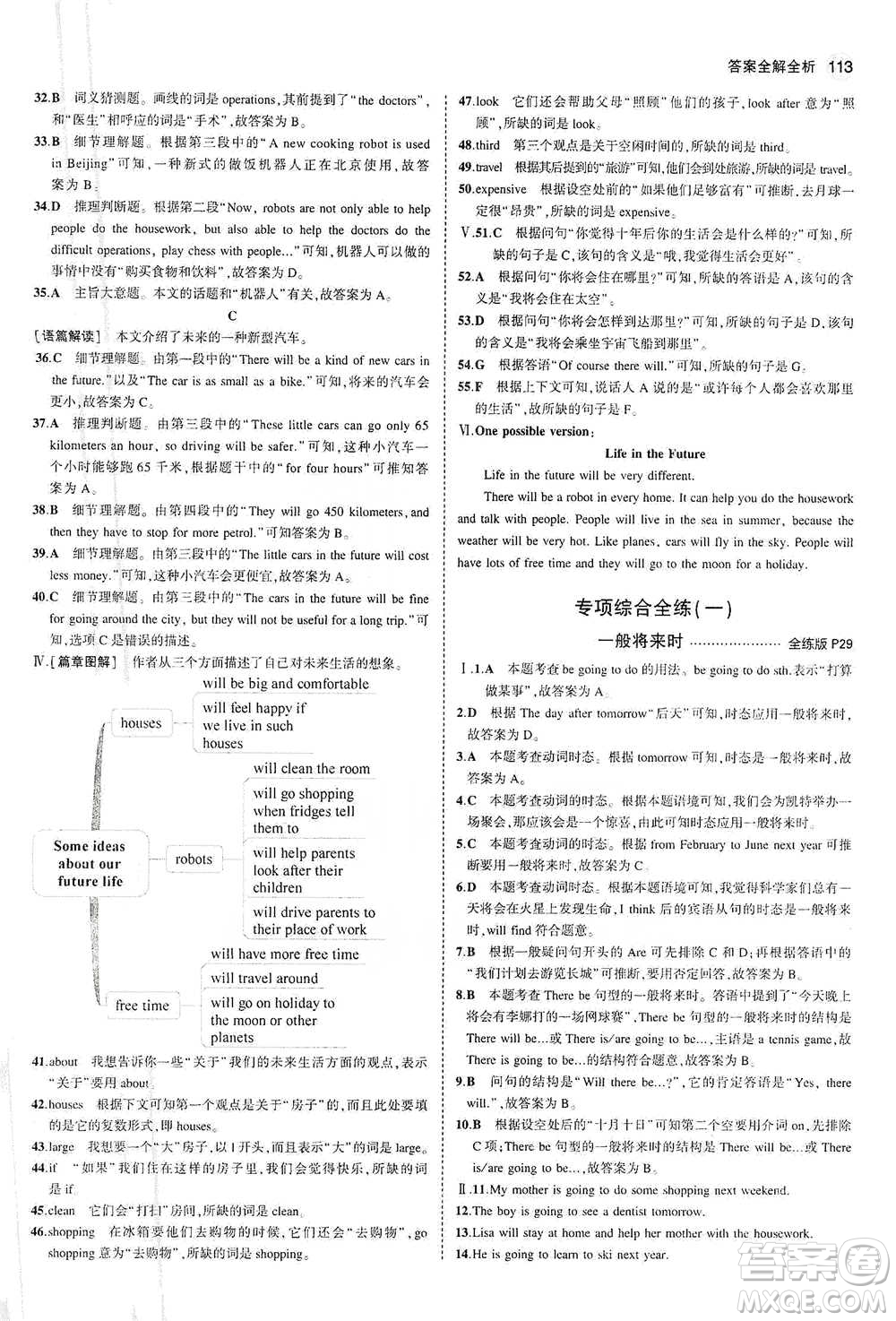 教育科學(xué)出版社2021年5年中考3年模擬初中英語七年級下冊外研版參考答案