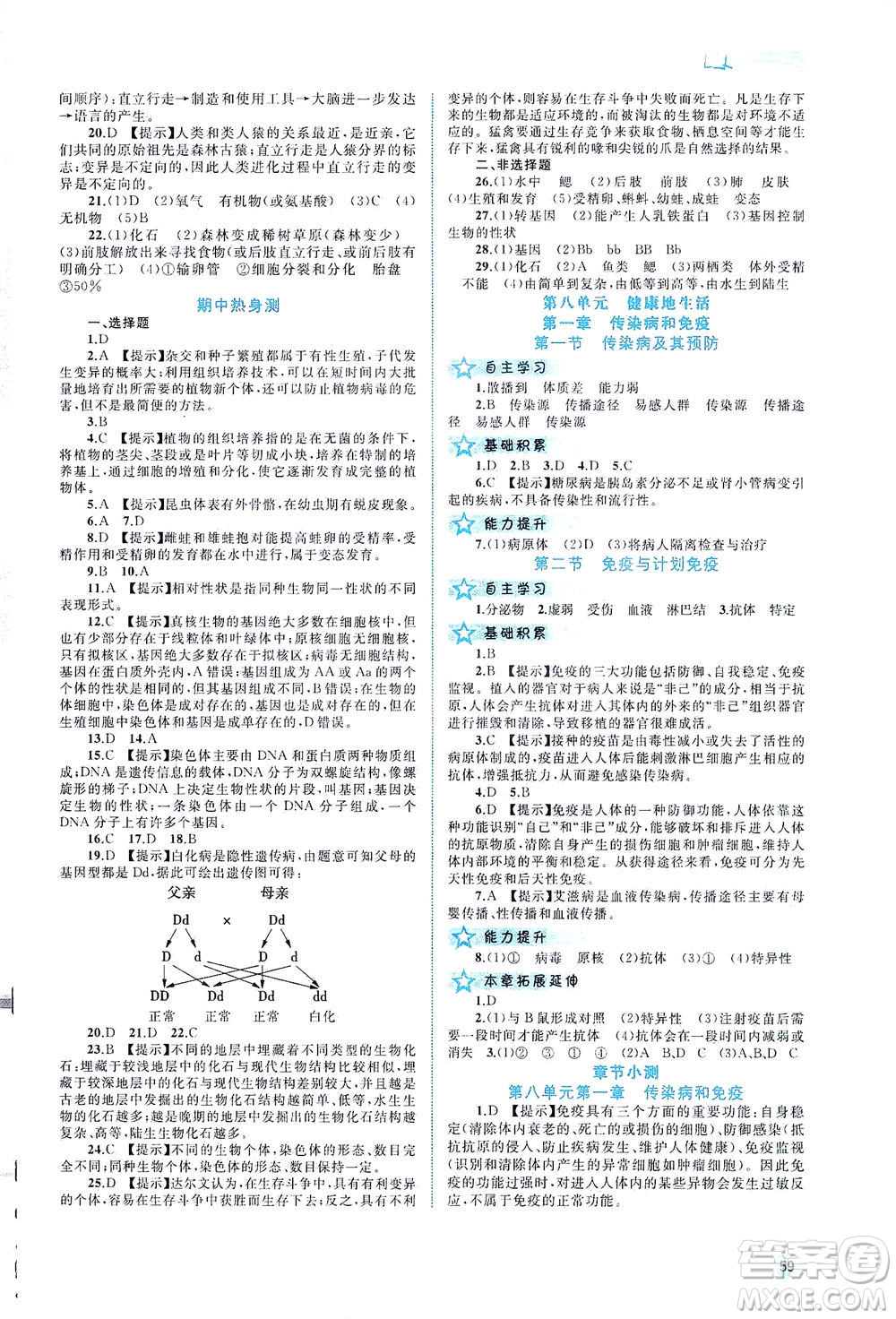 廣西教育出版社2021新課程學(xué)習(xí)與測評同步學(xué)習(xí)生物八年級下冊人教版答案