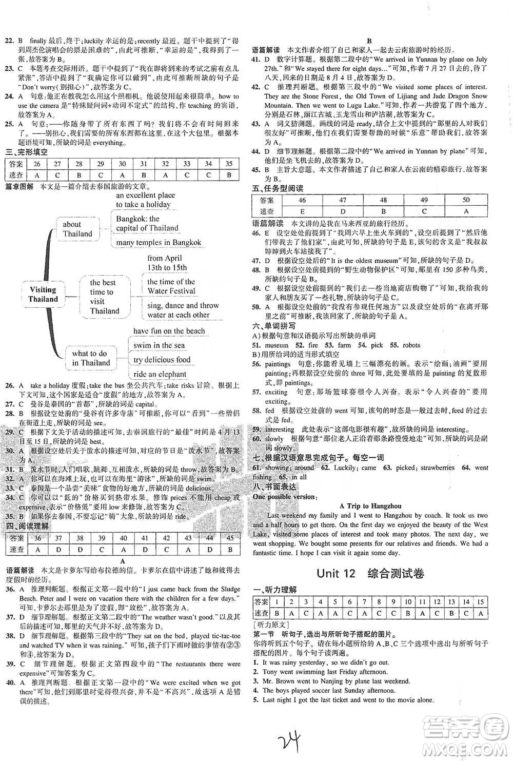 首都師范大學(xué)出版社2021年5年中考3年模擬初中試卷英語(yǔ)七年級(jí)下冊(cè)人教版參考答案