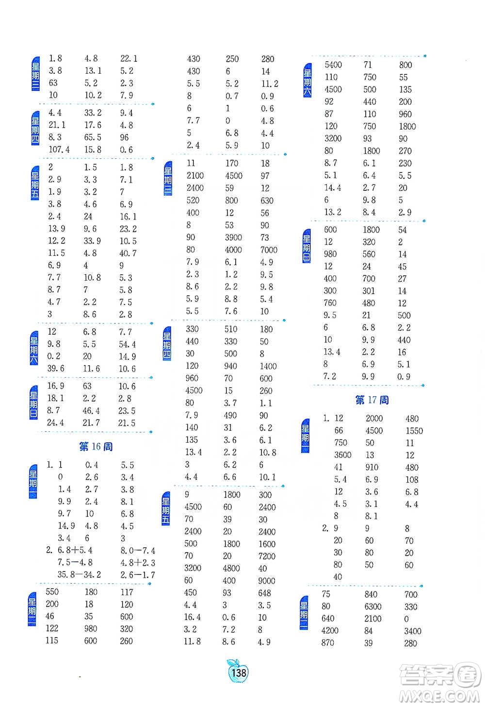 江蘇人民出版社2021小學數學計算高手三年級下冊人教版參考答案