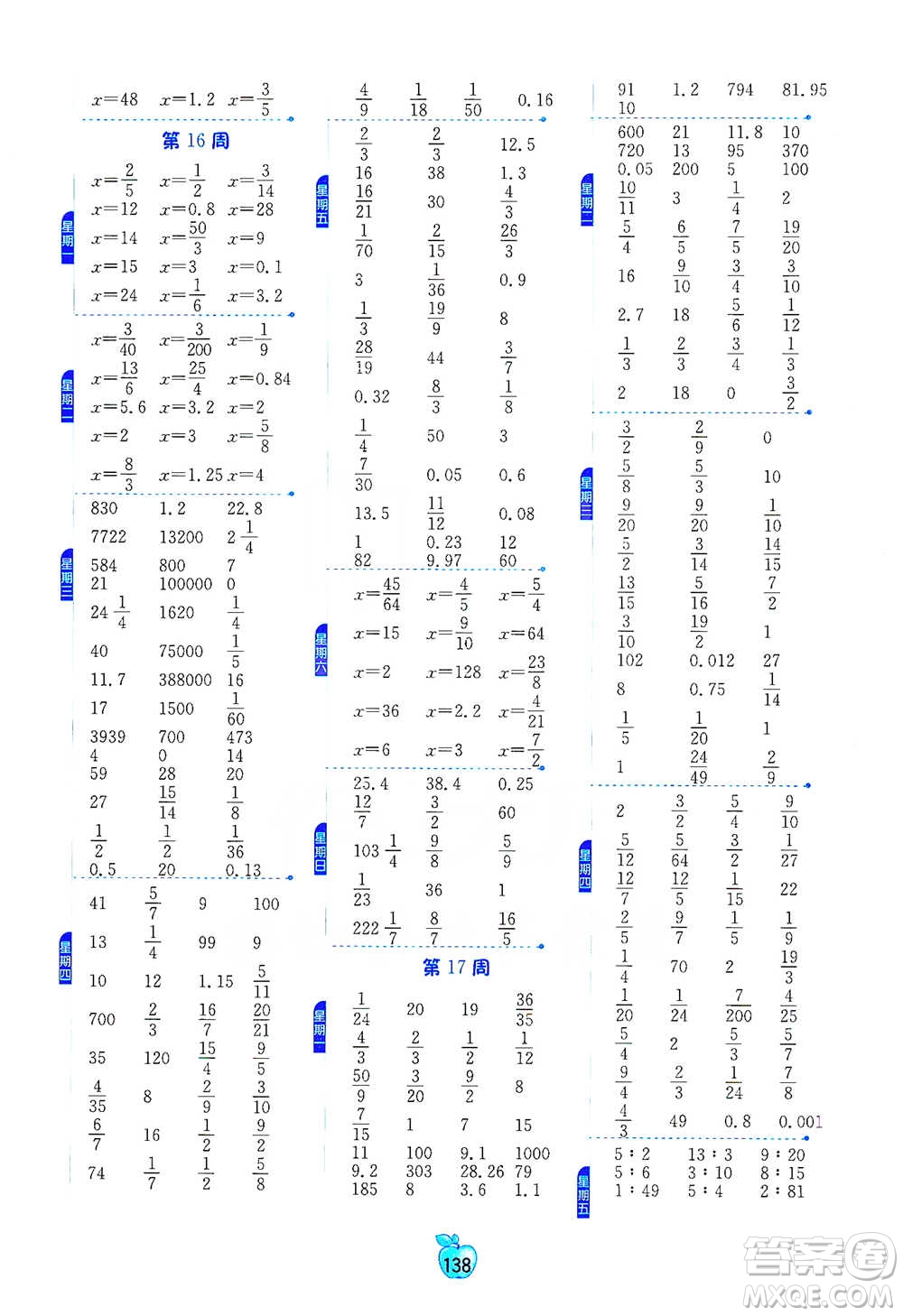 江蘇人民出版社2021小學(xué)數(shù)學(xué)計(jì)算高手六年級(jí)下冊(cè)北師大版參考答案