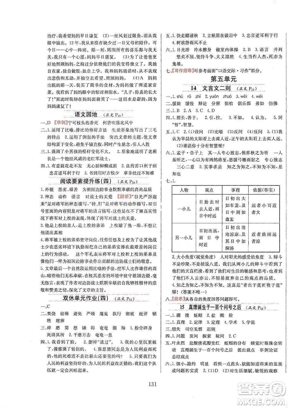 陜西人民教育出版社2021小學教材全練六年級下冊語文統(tǒng)編版參考答案