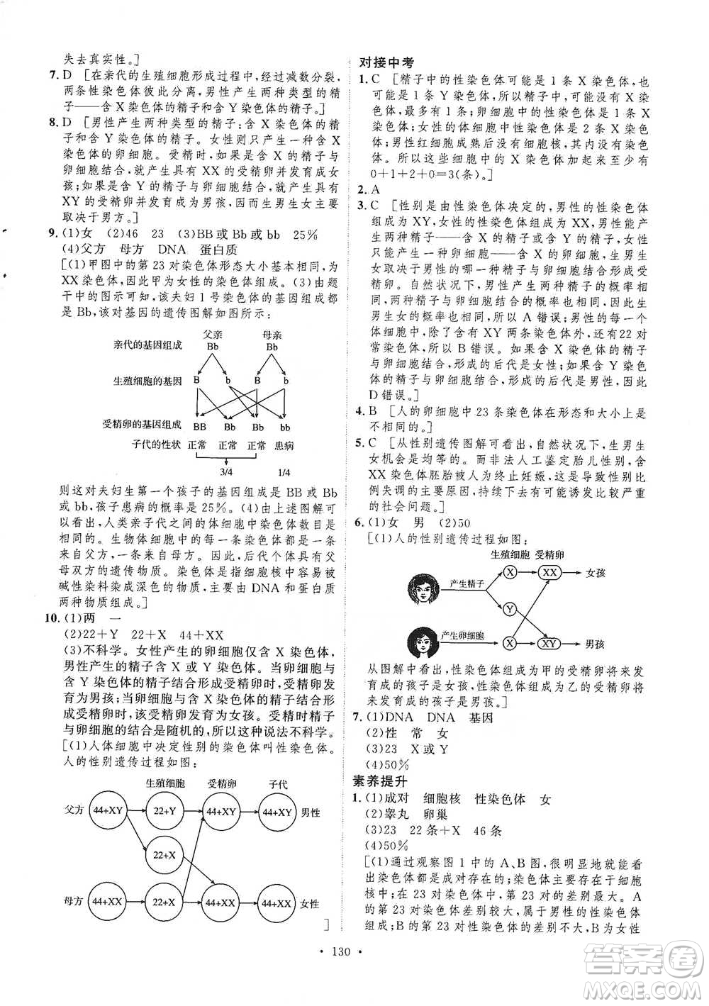 陜西人民出版社2021實驗教材新學案生物八年級下冊人教版參考答案