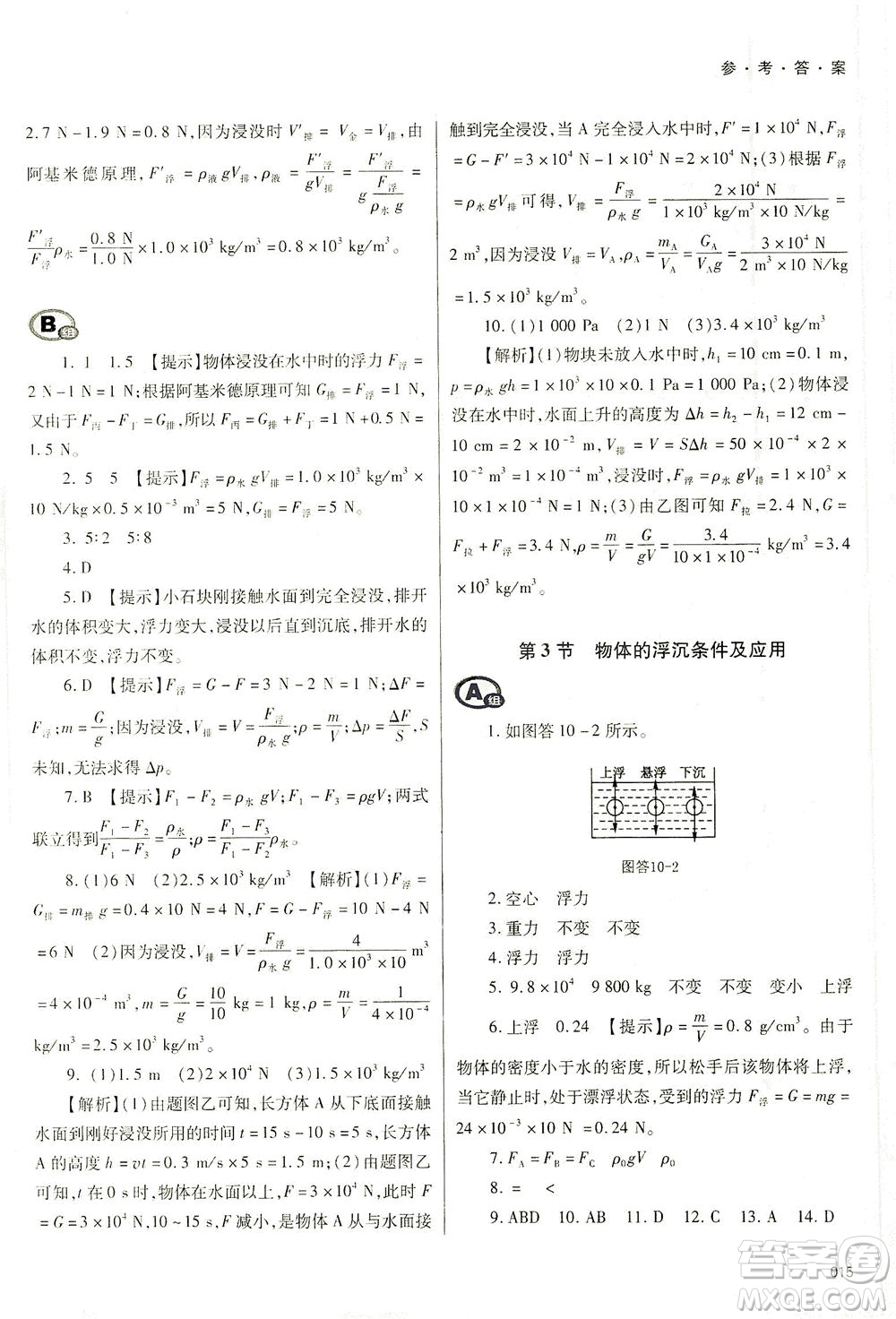 天津教育出版社2021學(xué)習(xí)質(zhì)量監(jiān)測八年級(jí)物理下冊人教版答案