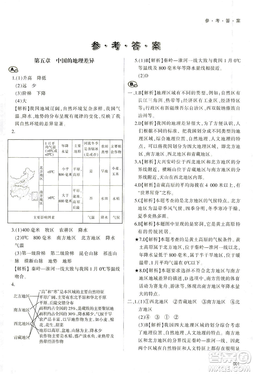 天津教育出版社2021學習質(zhì)量監(jiān)測八年級地理下冊人教版答案