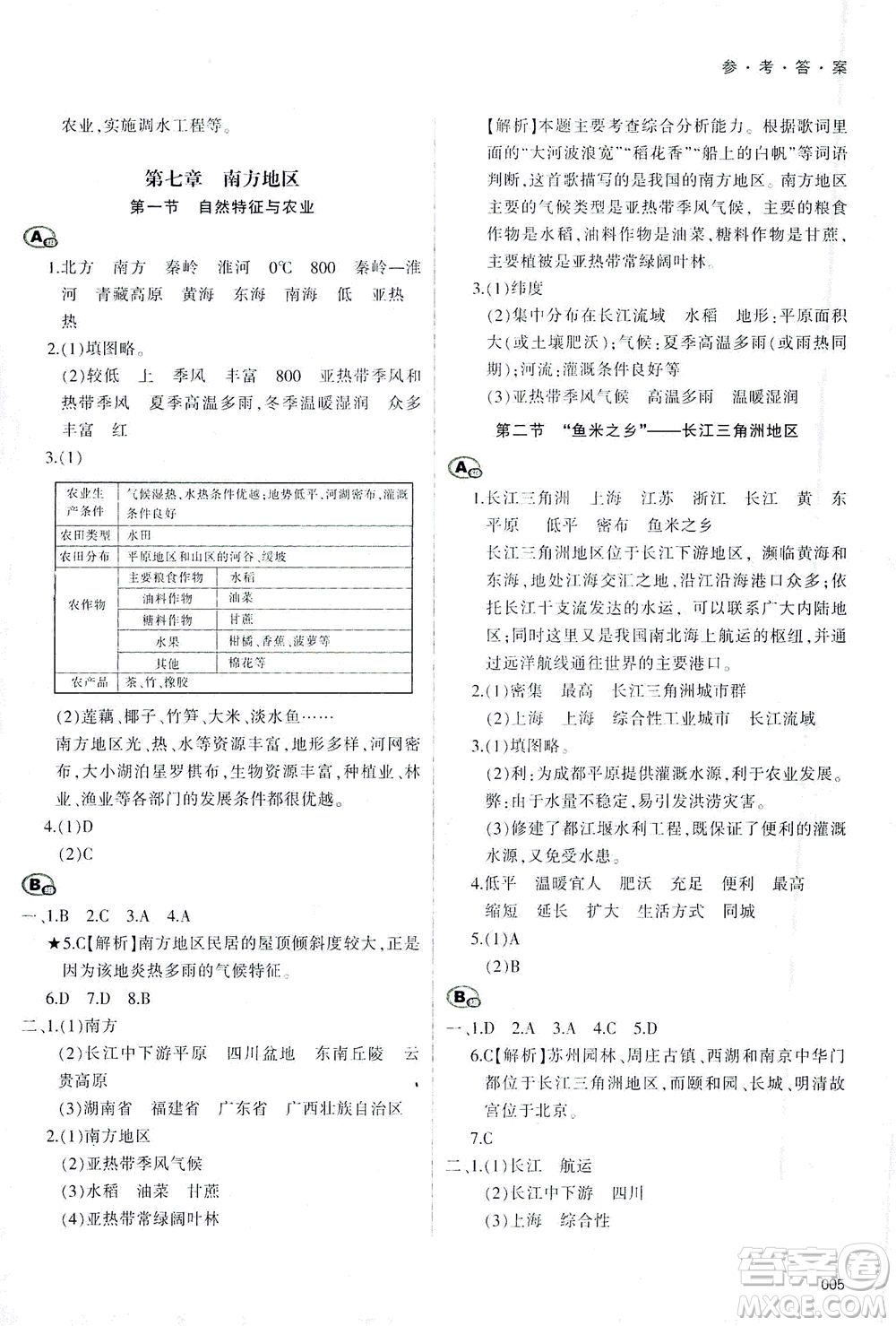 天津教育出版社2021學習質(zhì)量監(jiān)測八年級地理下冊人教版答案