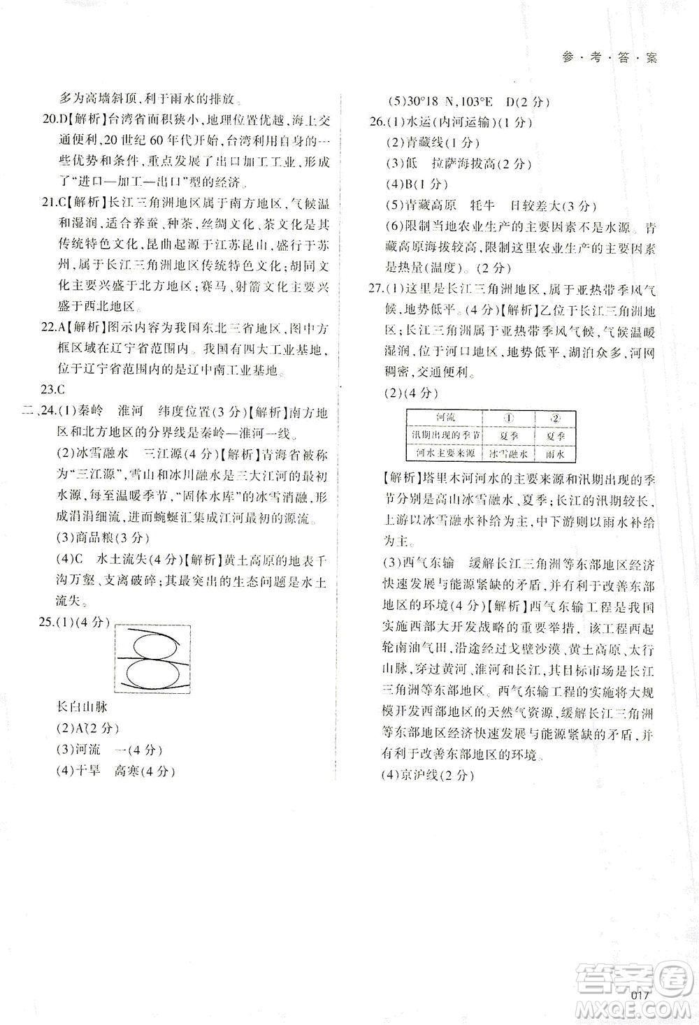 天津教育出版社2021學習質(zhì)量監(jiān)測八年級地理下冊人教版答案