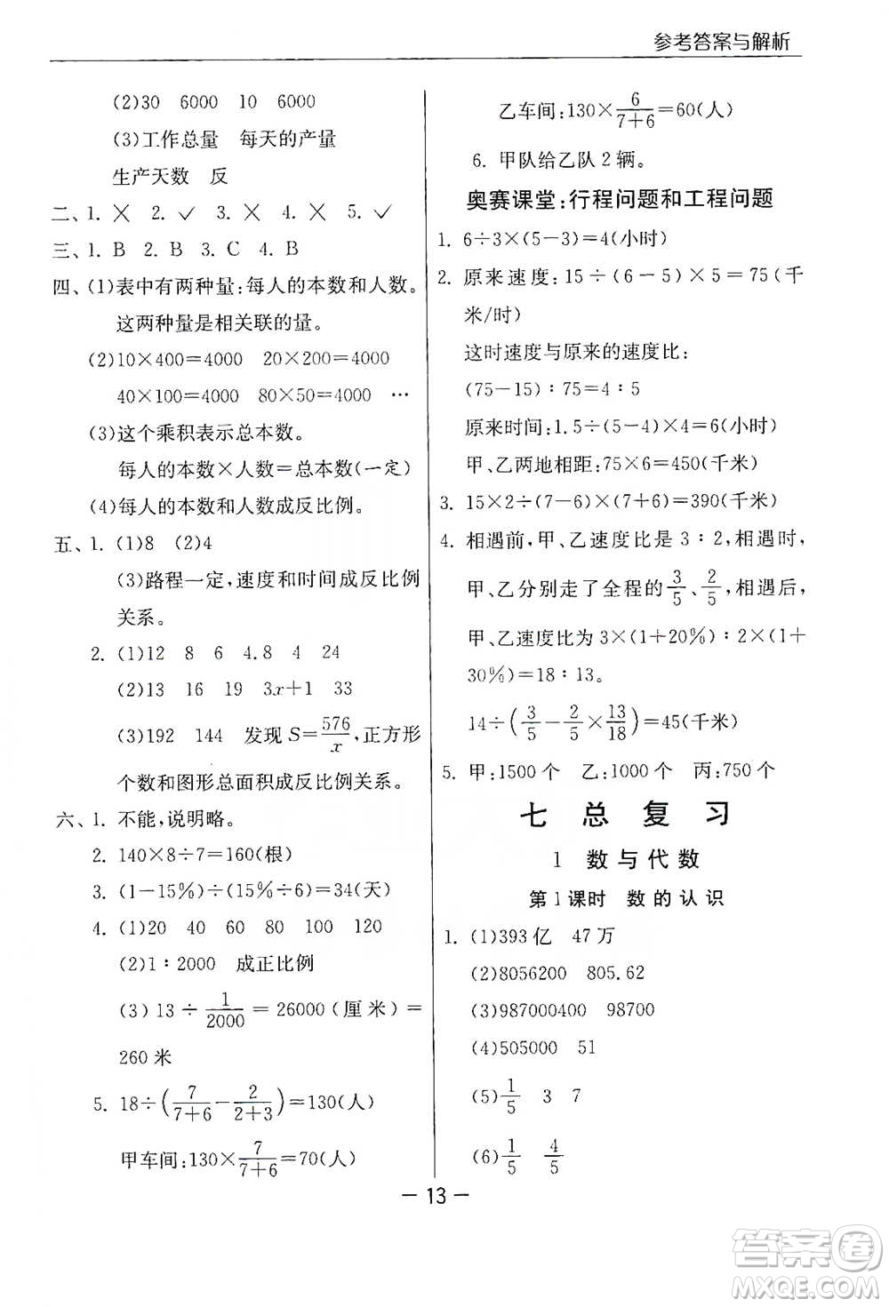 江蘇人民出版社2021實驗班提優(yōu)課堂數(shù)學(xué)六年級下冊蘇教版參考答案