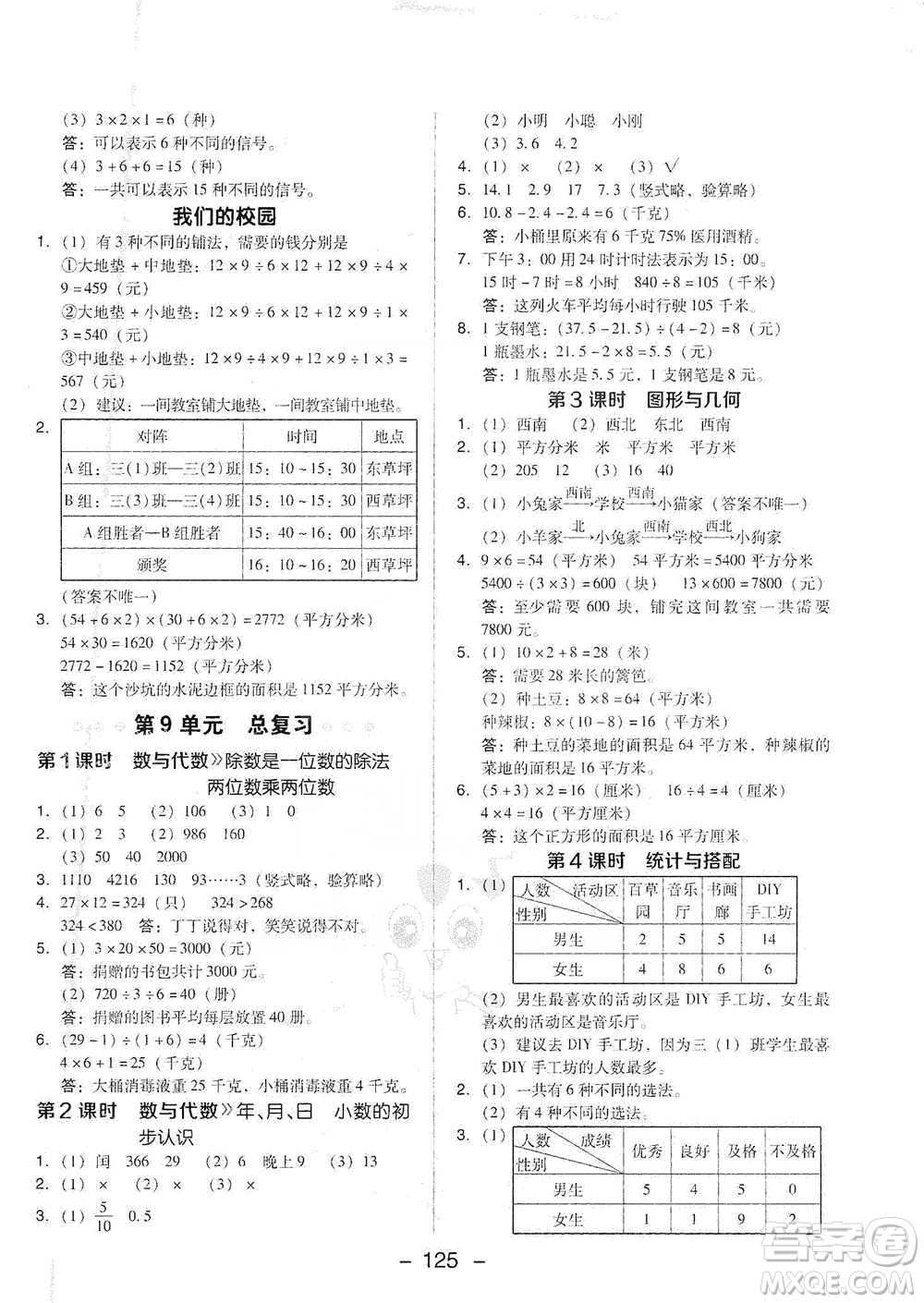 吉林教育出版社2021典中點三年級下冊數(shù)學(xué)人教版參考答案