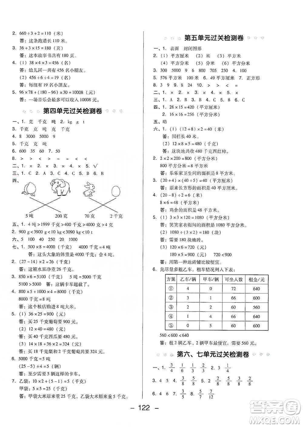 陜西人民教育出版社2021典中點(diǎn)三年級(jí)下冊(cè)數(shù)學(xué)北師大版參考答案