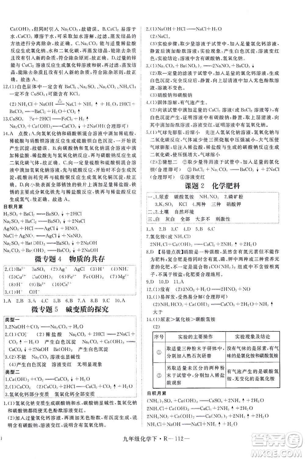 延邊大學(xué)出版社2021學(xué)練優(yōu)化學(xué)九年級(jí)下冊(cè)人教版河南專版答案