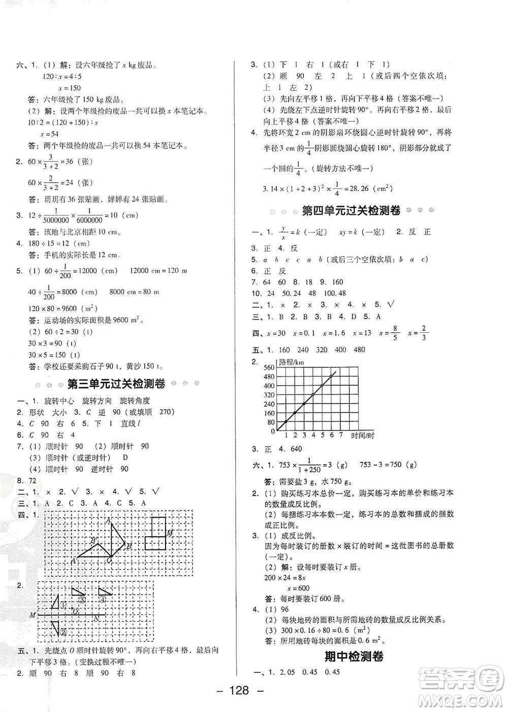 陜西人民教育出版社2021典中點(diǎn)六年級(jí)下冊(cè)數(shù)學(xué)北師大版參考答案