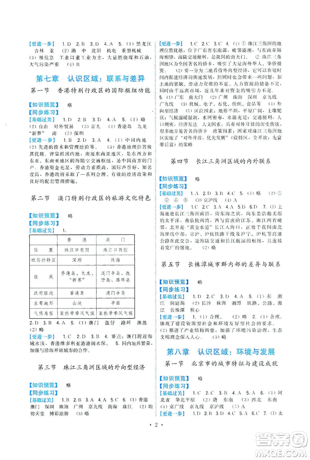 福建人民出版社2021頂尖課課練八年級地理下冊湘教版答案