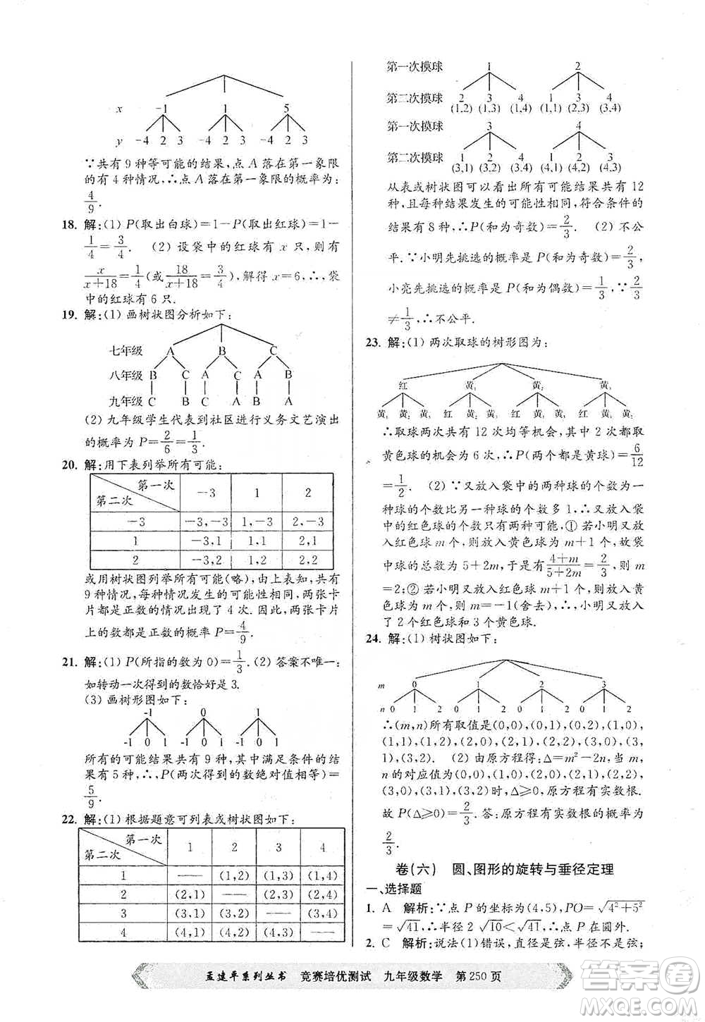 浙江工商大學(xué)出版社2021競賽培優(yōu)測試九年級全一冊數(shù)學(xué)參考答案