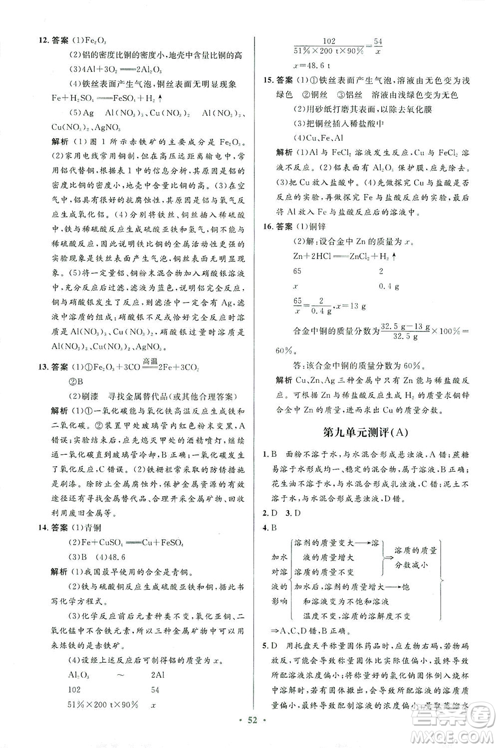 人民教育出版社2021初中同步測控優(yōu)化設(shè)計九年級化學(xué)下冊人教版答案