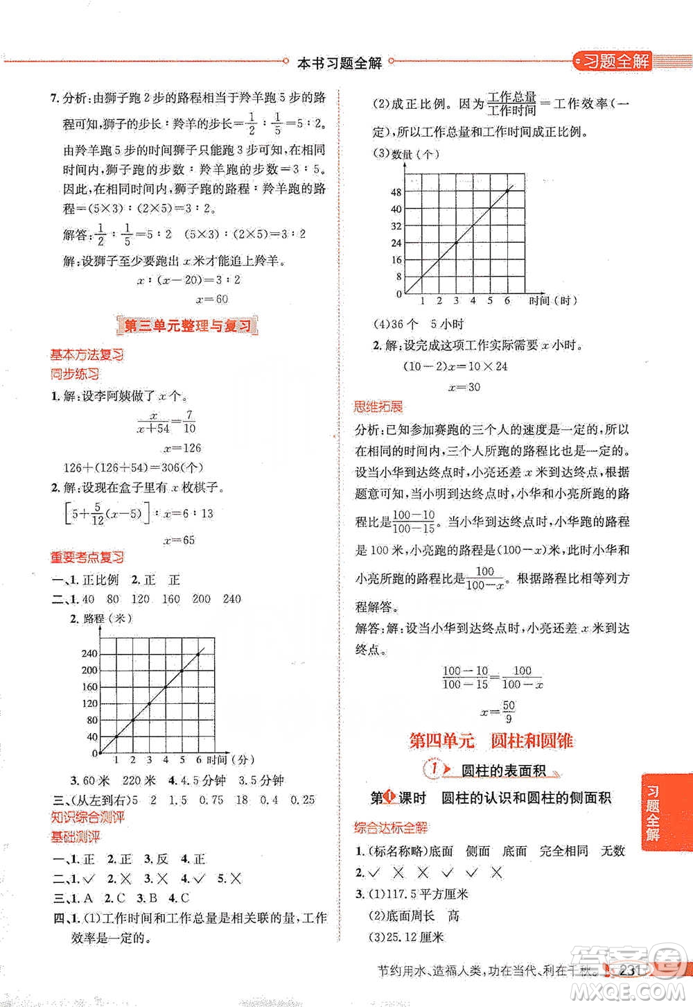 陜西人民教育出版社2021小學教材全解六年級下冊數學河北教育版參考答案