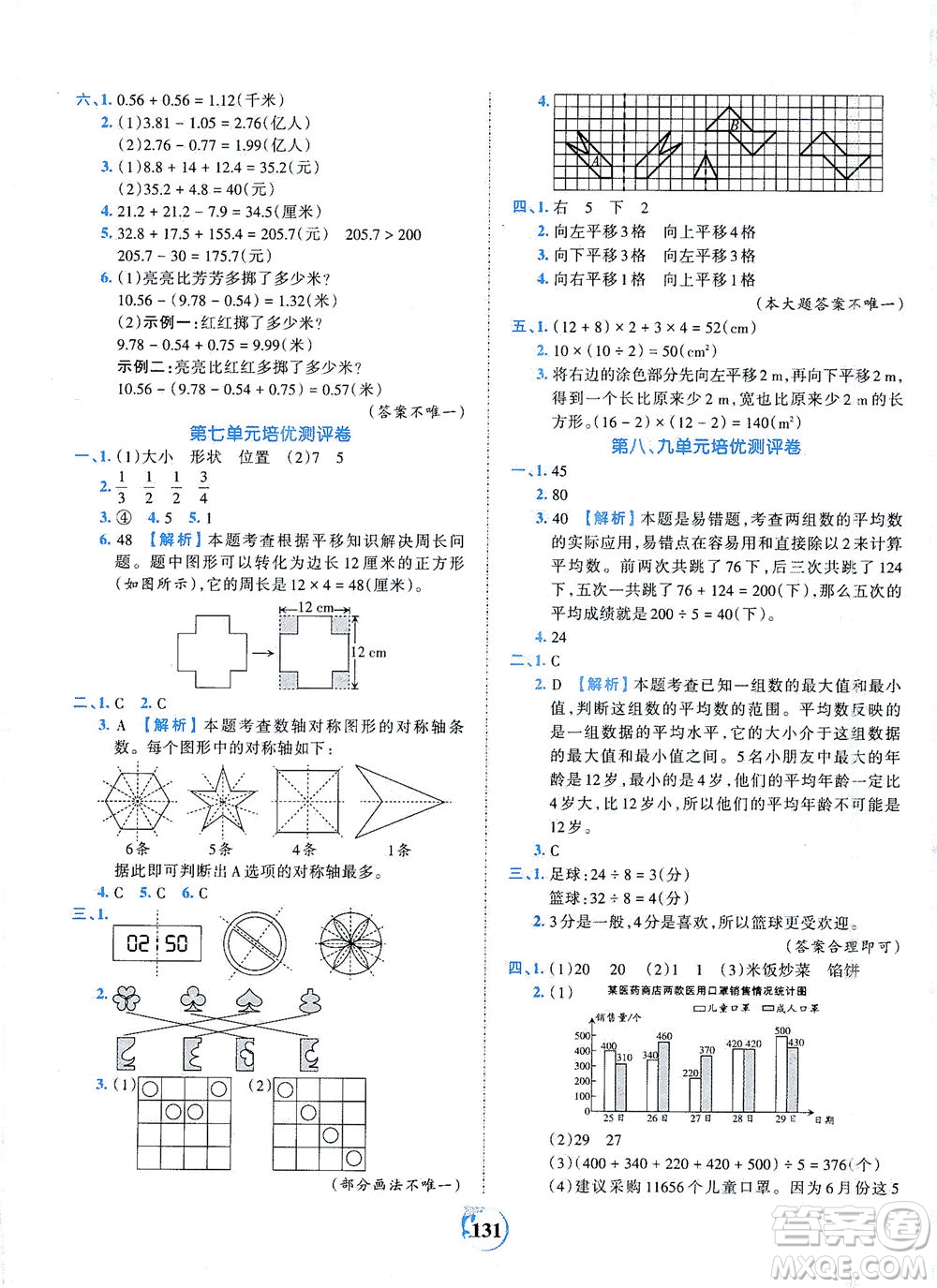 江西人民出版社2021春王朝霞德才兼?zhèn)渥鳂I(yè)創(chuàng)新設計數學四年級下冊RJ版人教版答案