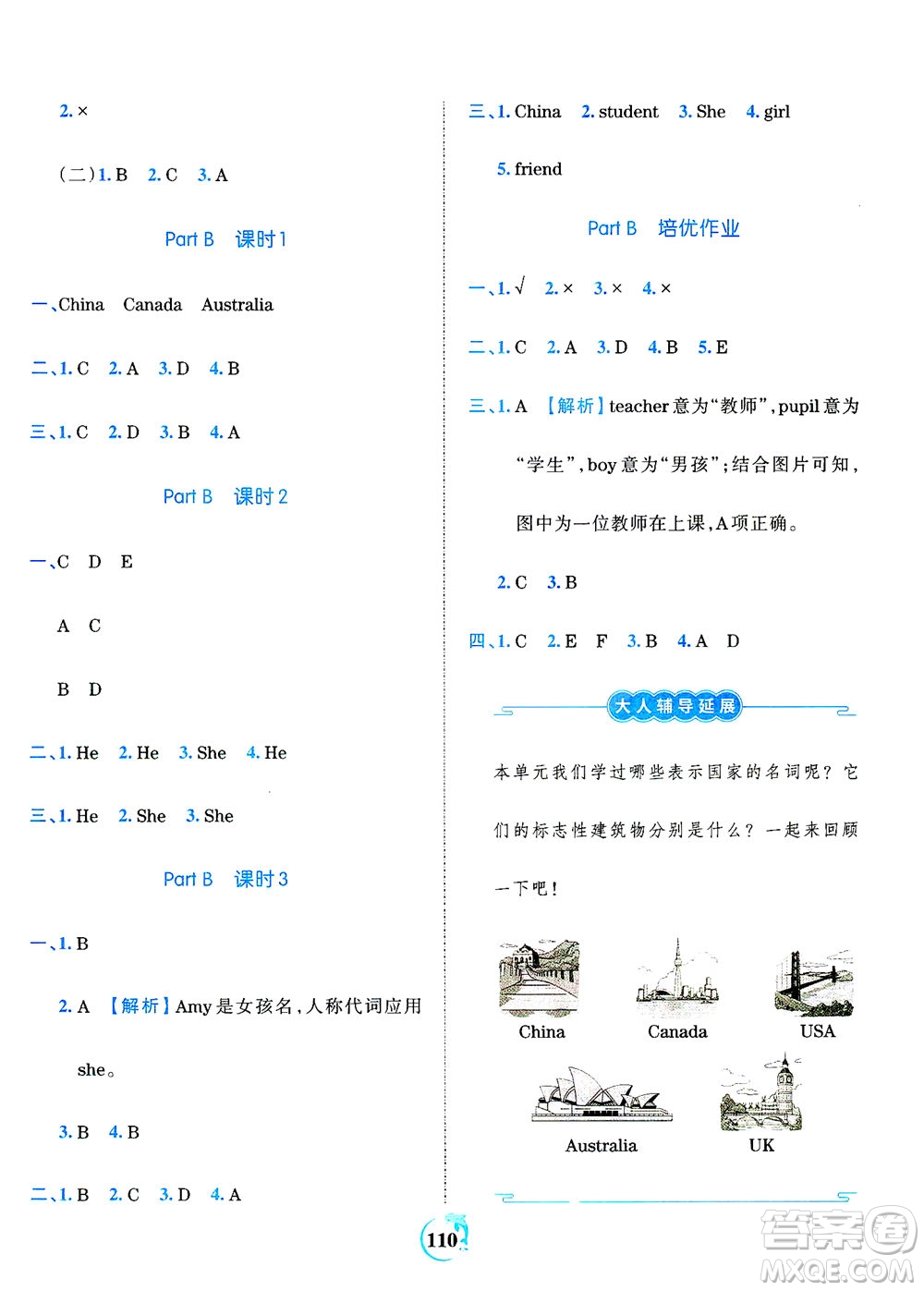 江西人民出版社2021春王朝霞德才兼?zhèn)渥鳂I(yè)創(chuàng)新設(shè)計英語三年級下冊PEP版人教版答案