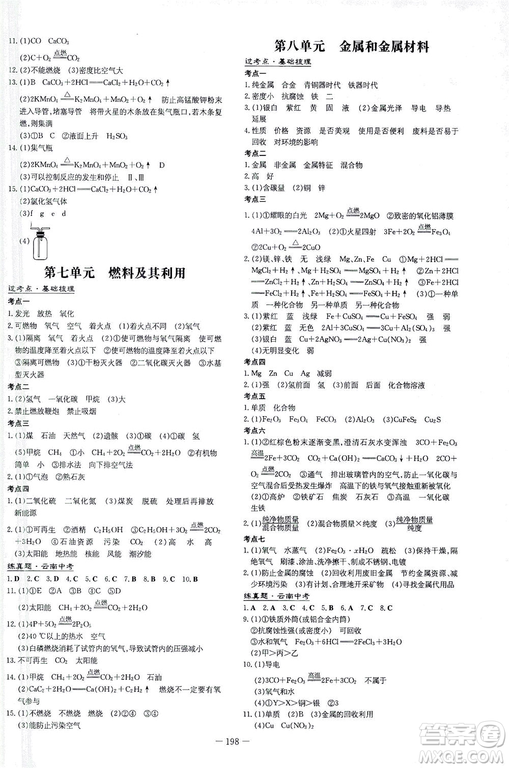 新世紀出版社2021導與練初中學業(yè)水平考試九年級化學下冊人教版云南專版答案