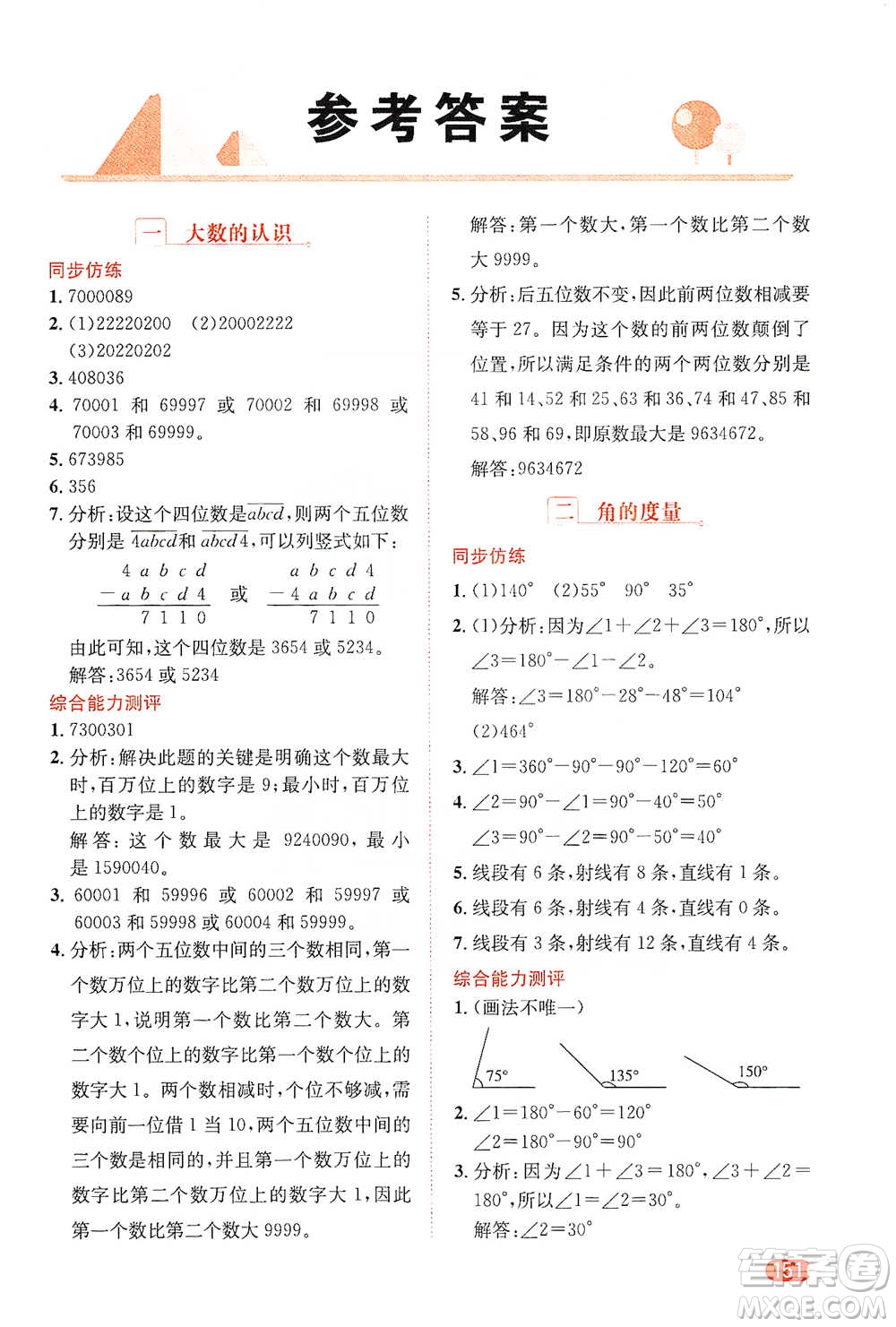 陜西人民教育出版社2021小學數(shù)學應用題全解四年級通用版參考答案