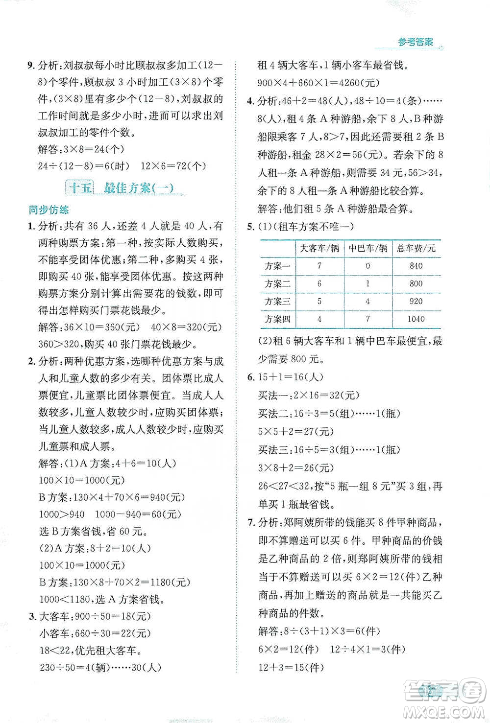 陜西人民教育出版社2021小學數(shù)學應用題全解四年級通用版參考答案