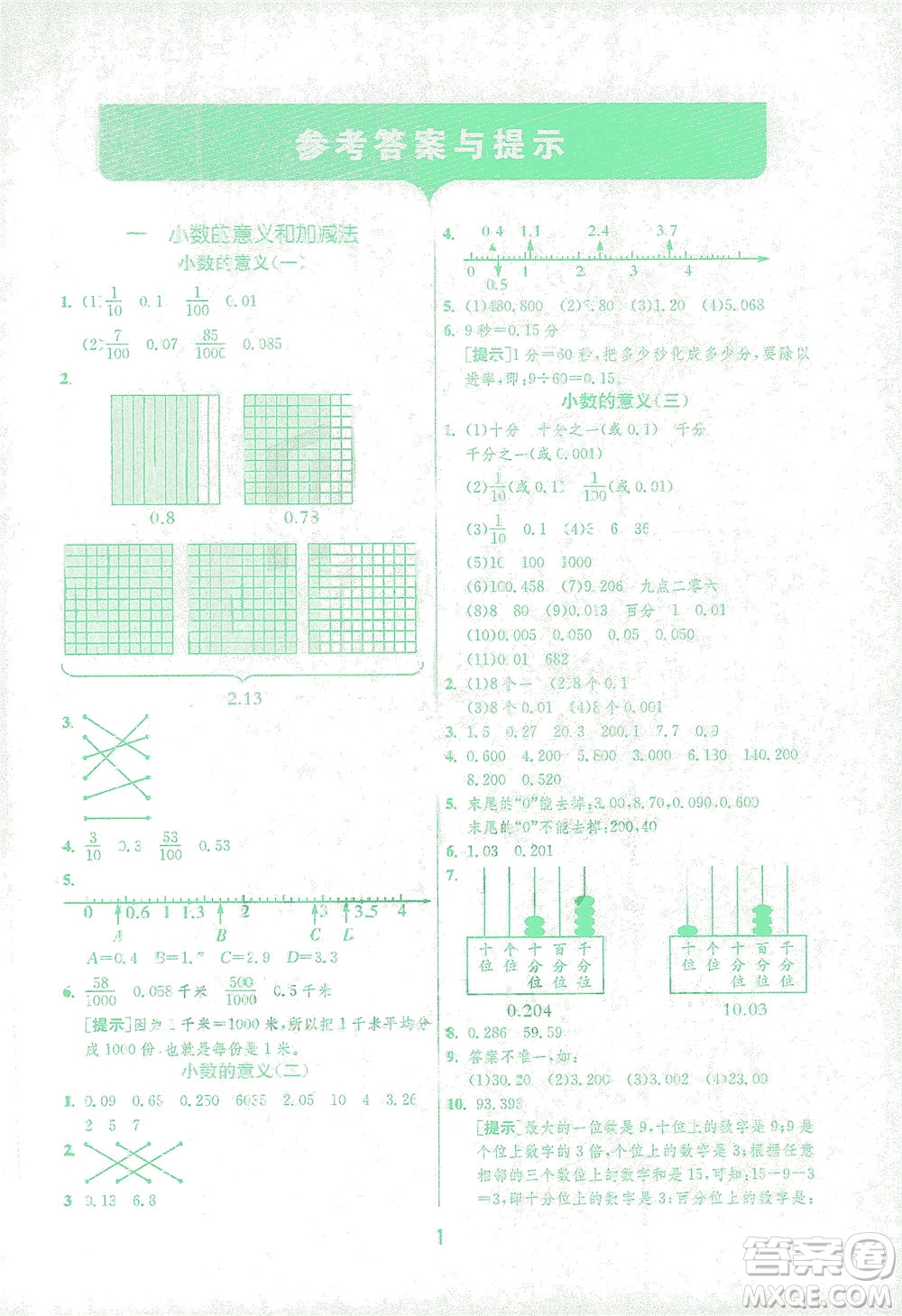 江蘇人民出版社2021實驗班提優(yōu)訓練四年級數(shù)學下冊BSD北師大版答案