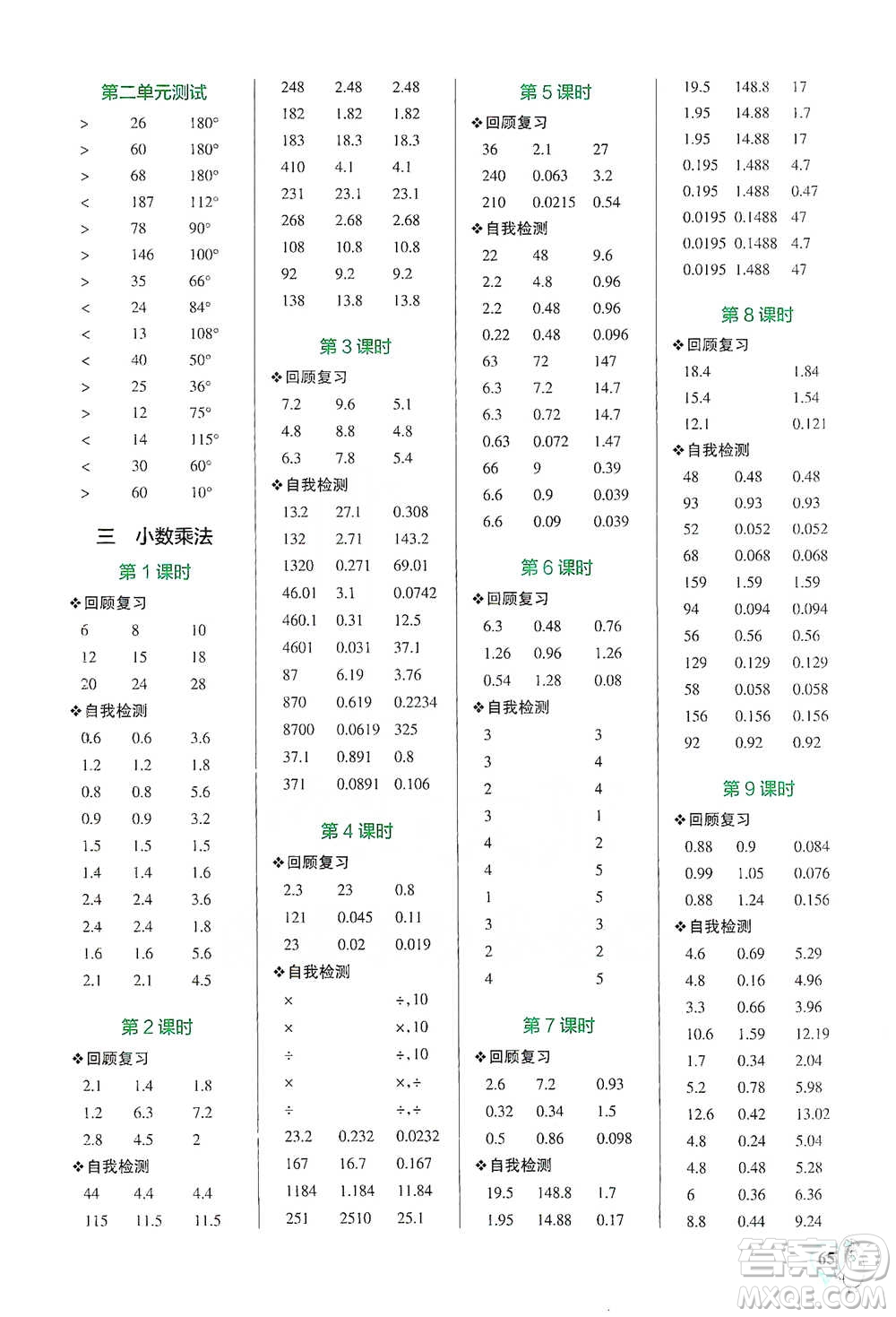 遼寧教育出版社2021小學(xué)學(xué)霸口算四年級下冊數(shù)學(xué)北師版參考答案