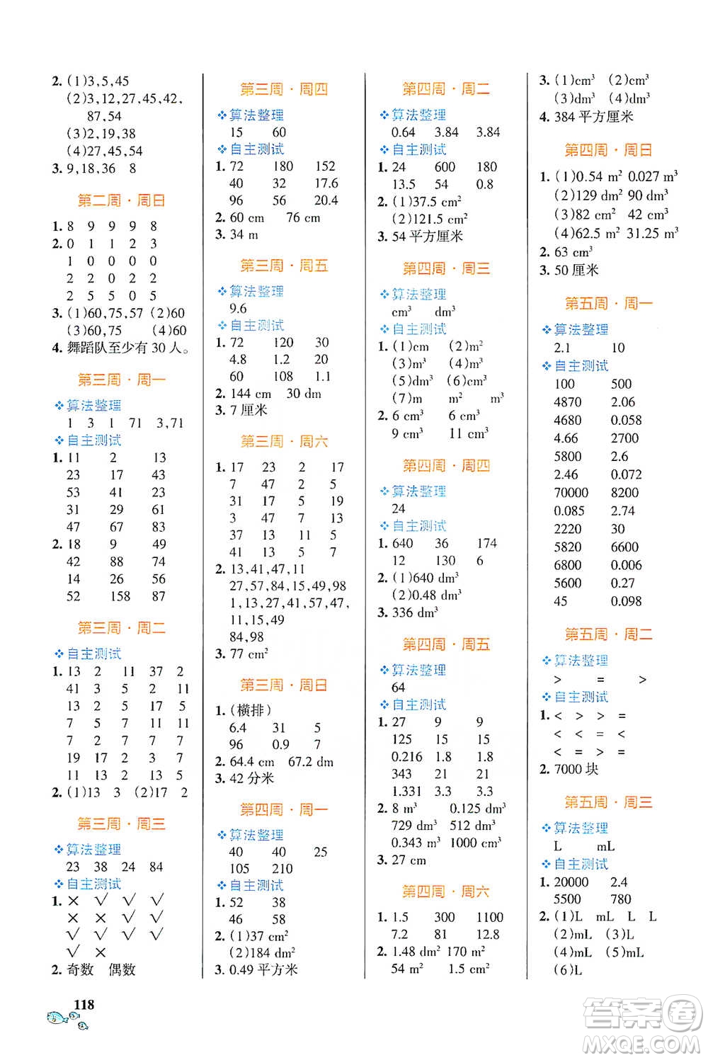 遼寧教育出版社2021小學(xué)學(xué)霸天天計(jì)算五年級(jí)下冊(cè)數(shù)學(xué)人教版參考答案