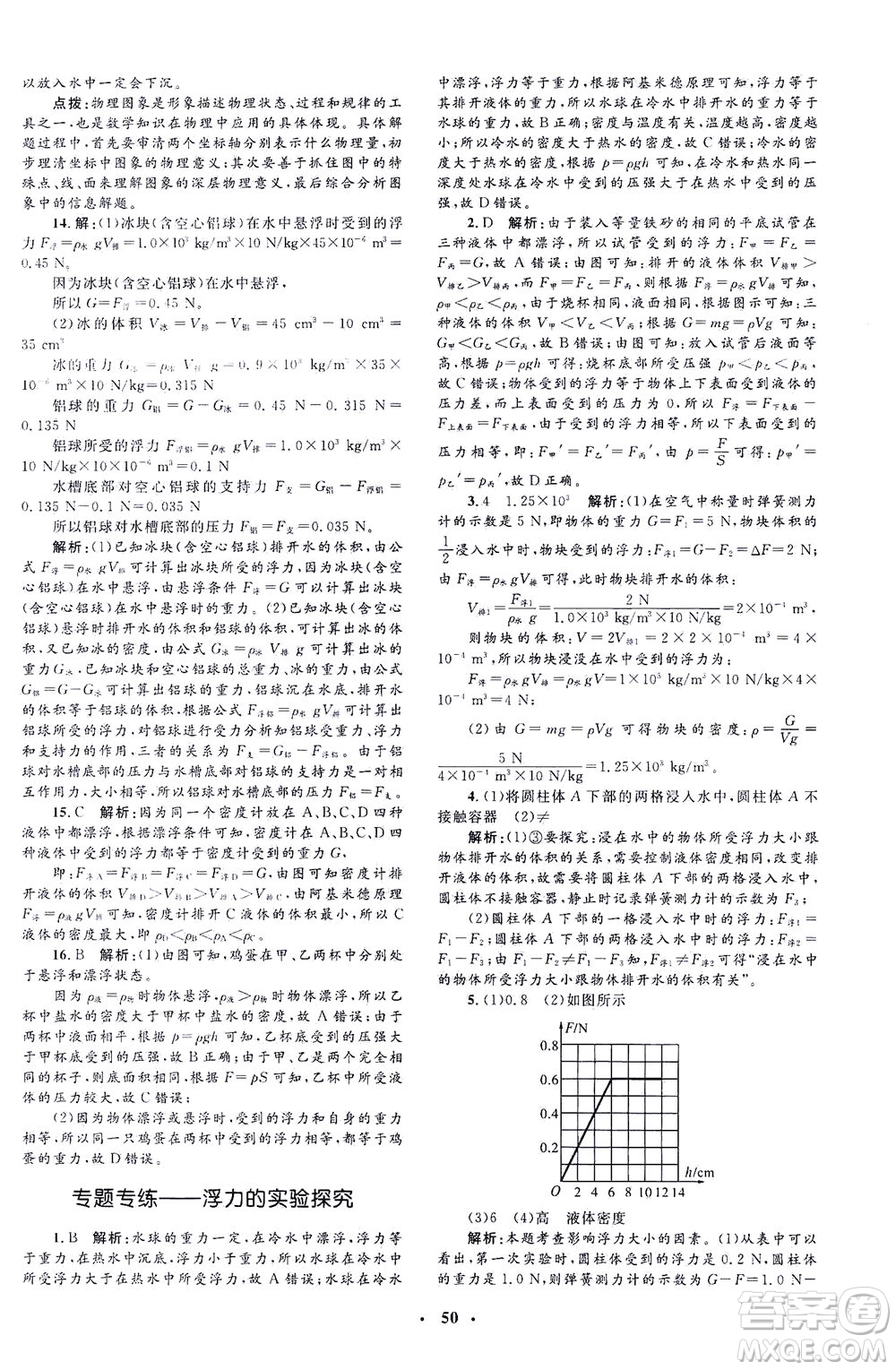 上海大學(xué)出版社2021非常1+1完全題練八年級物理下冊人教版答案