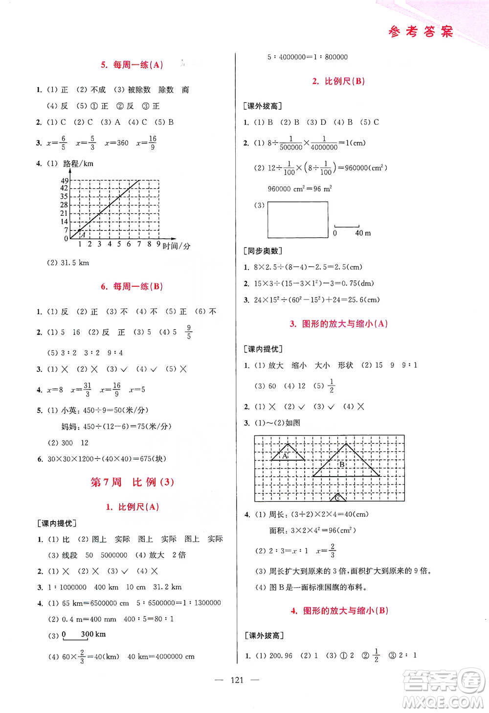 江蘇鳳凰美術(shù)出版社2021超能學(xué)典小學(xué)數(shù)學(xué)從課本到奧數(shù)同步練六年級下冊人教版參考答案