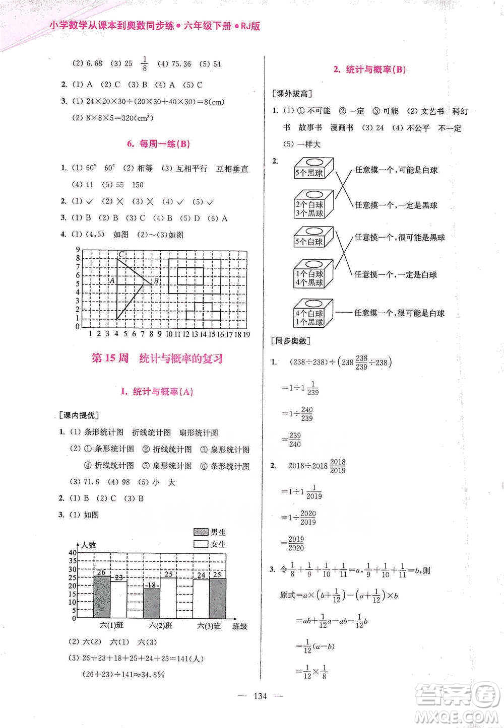 江蘇鳳凰美術(shù)出版社2021超能學(xué)典小學(xué)數(shù)學(xué)從課本到奧數(shù)同步練六年級下冊人教版參考答案