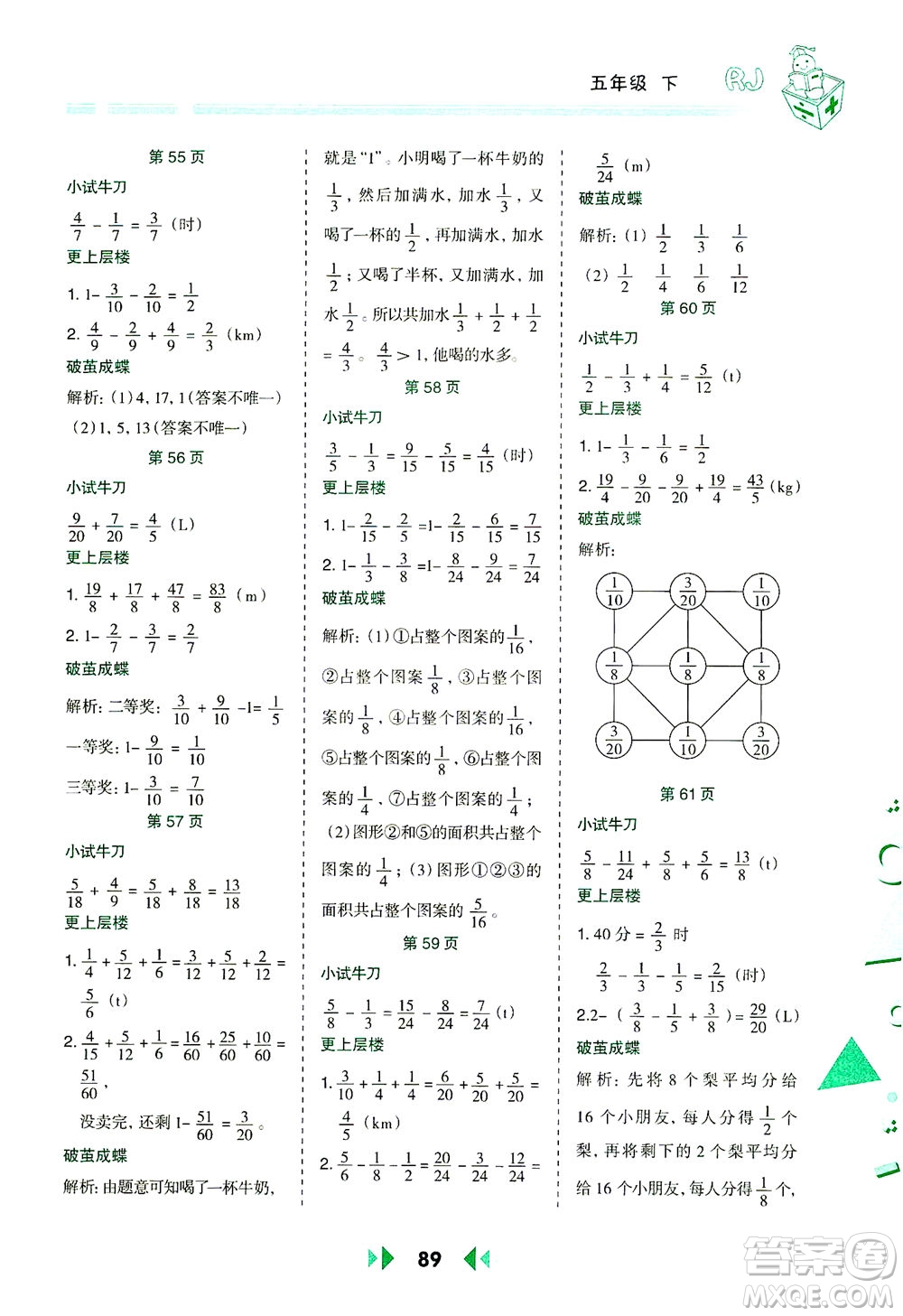 陜西人民教育出版社2021舉一反三應(yīng)用題高手五年級數(shù)學下冊人教版答案