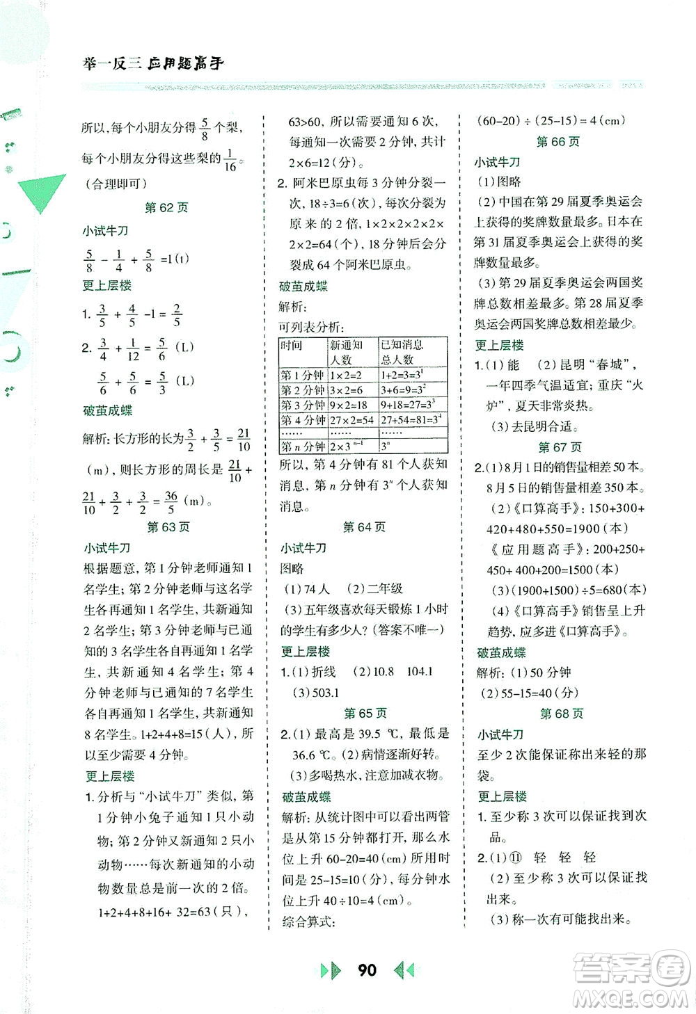 陜西人民教育出版社2021舉一反三應(yīng)用題高手五年級數(shù)學下冊人教版答案