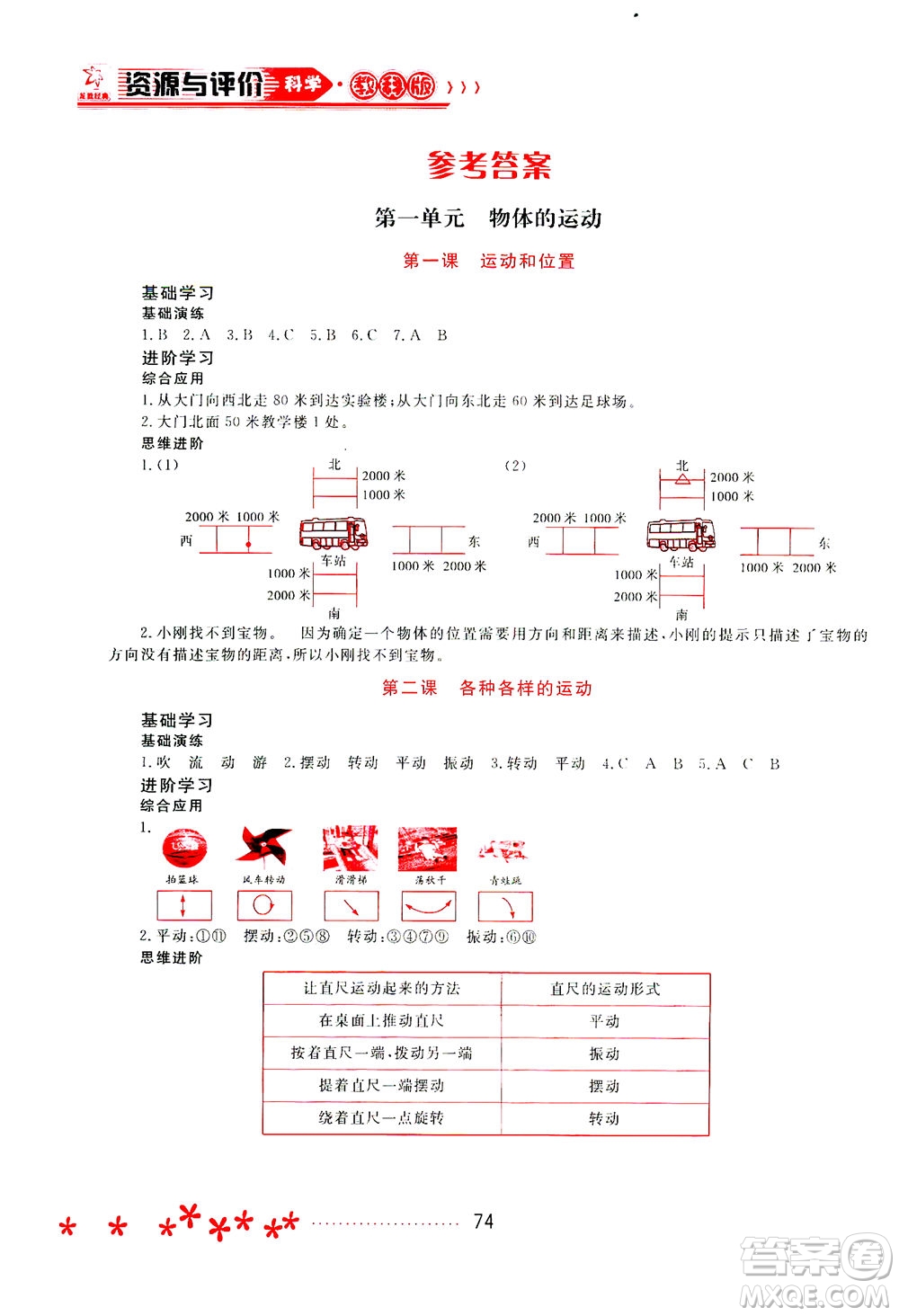 黑龍江教育出版社2021資源與評價三年級科學下冊教科版答案