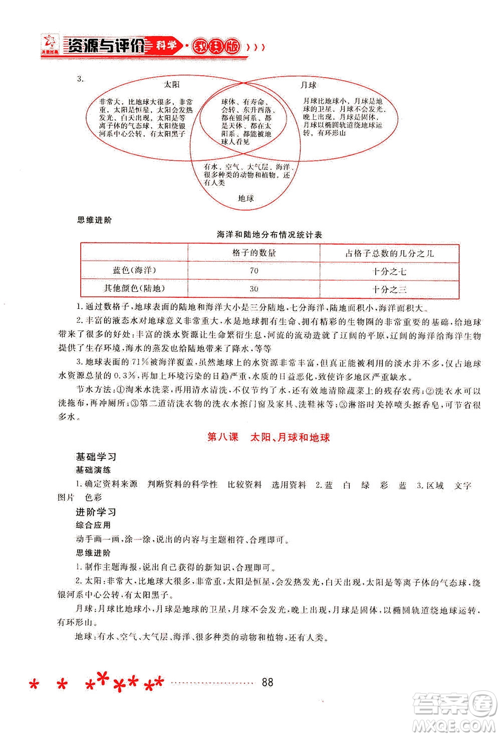 黑龍江教育出版社2021資源與評價三年級科學下冊教科版答案